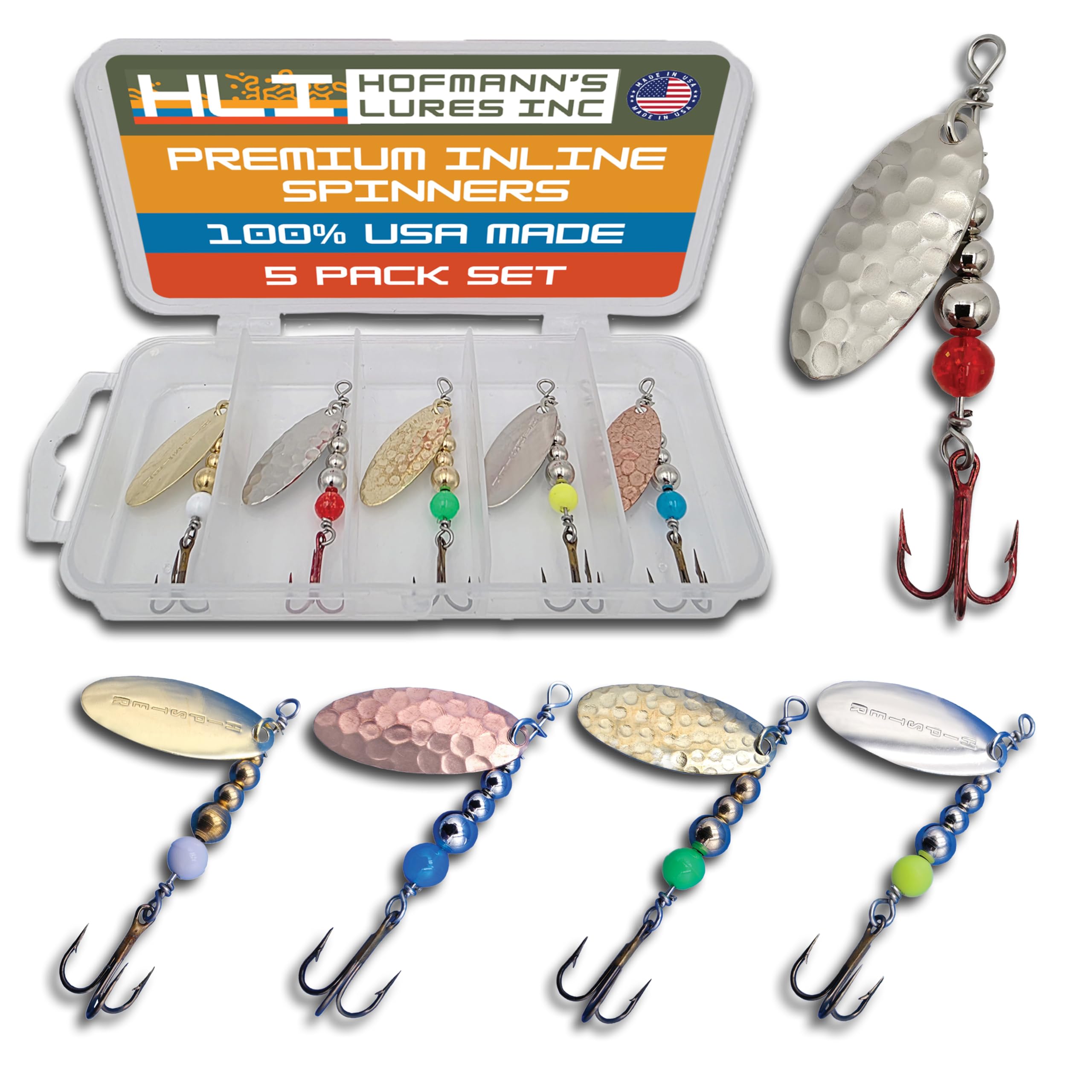 Hipster Pro Pack Rooster Tail Fishing Lures - Proven Inline Spinner Baits, Premium Trout Spinners for Trout and Salmon River Fishing, 100% USA Made by Hofmann's Lures