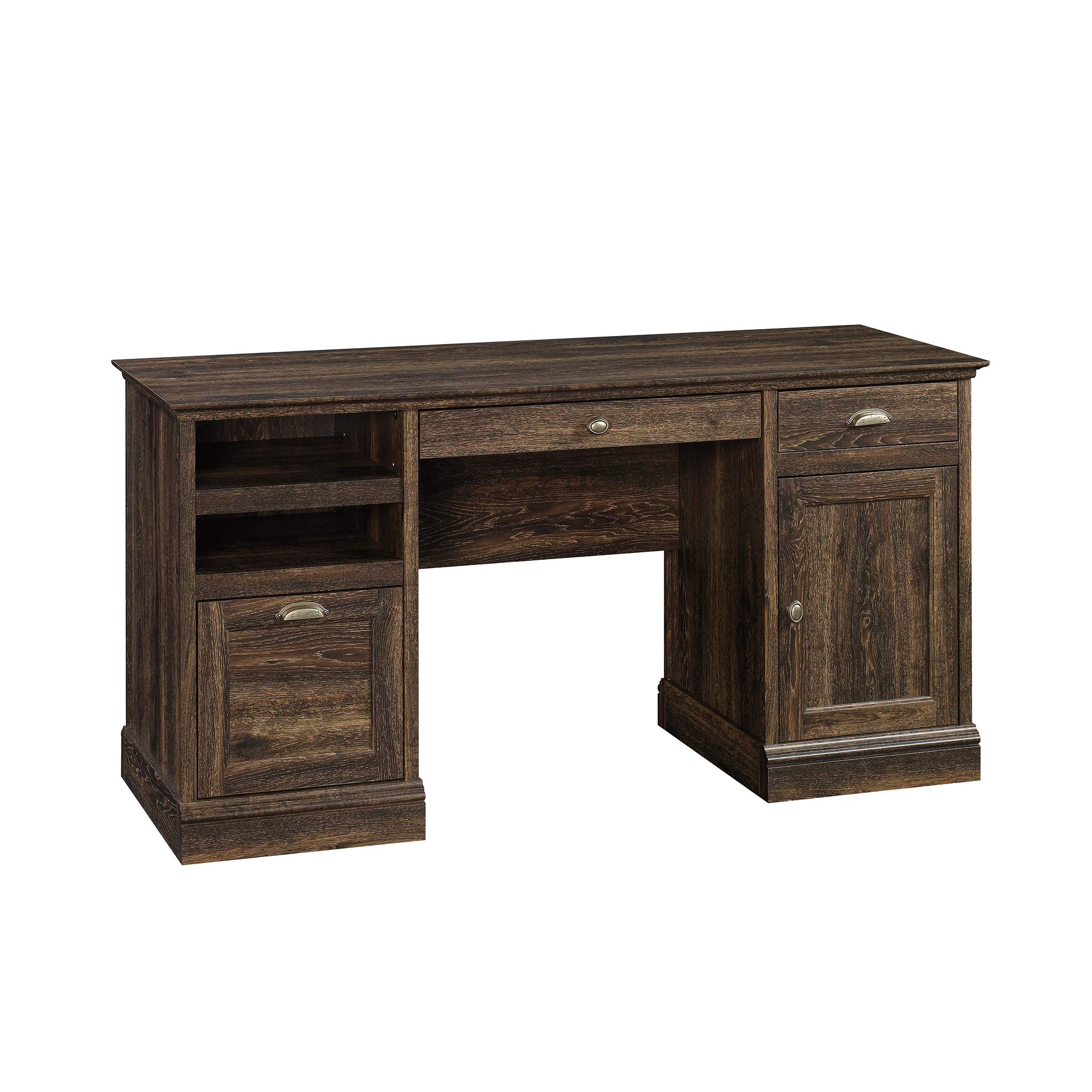 Sauder Barrister Lane Executive Desk, L: 59.06" x W: 21.18" x H: 29.8", Iron Oak finish
