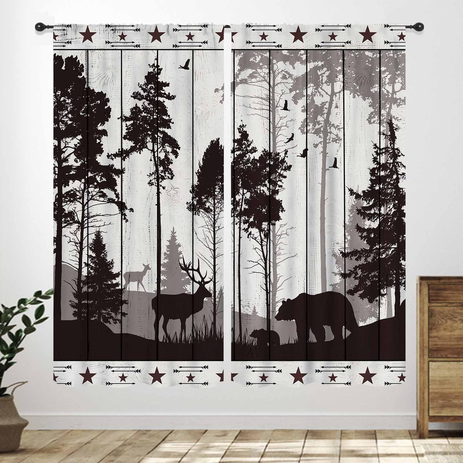 Amazon.com: Rustic Deer Curtains,Farmhouse Hunting Elk Country ...