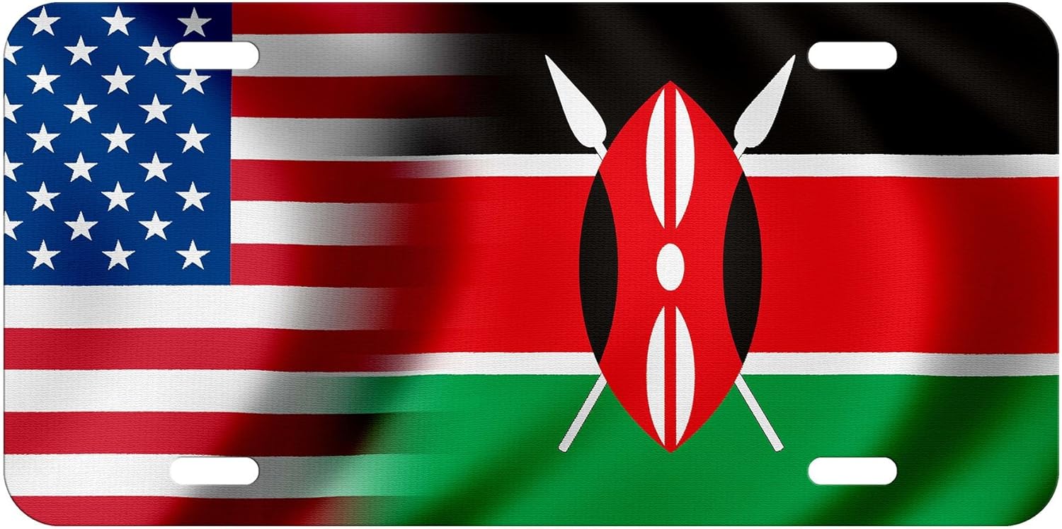 Aluminum License Plate Flag of Kenya (Kenyan) Waves/USA