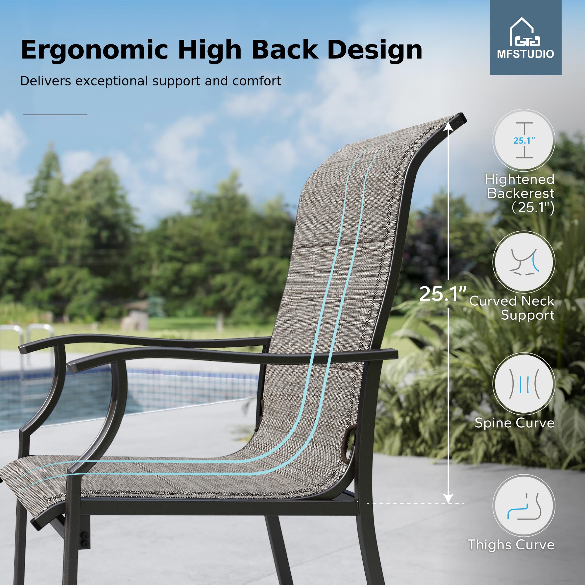 Close-up of chair backrest showing ergonomic design