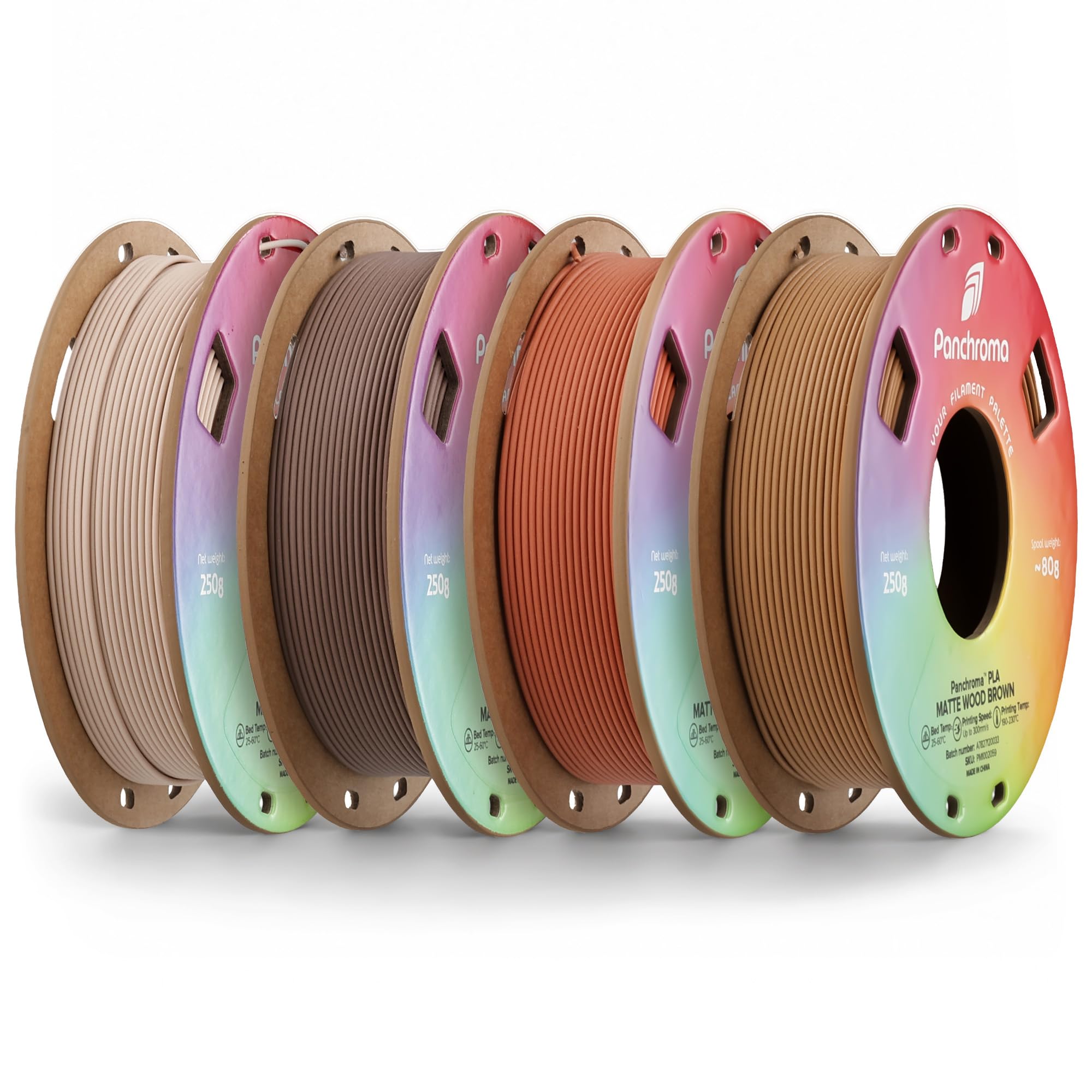 Polymaker Panchroma Matte PLA Bundle 250G, 4 Colors 3d Printer Filament | Multicolor 250g*4 spool, 1kg Total, Matte Wood Brown+Army Brown+Army Beige+Muted Terracotta