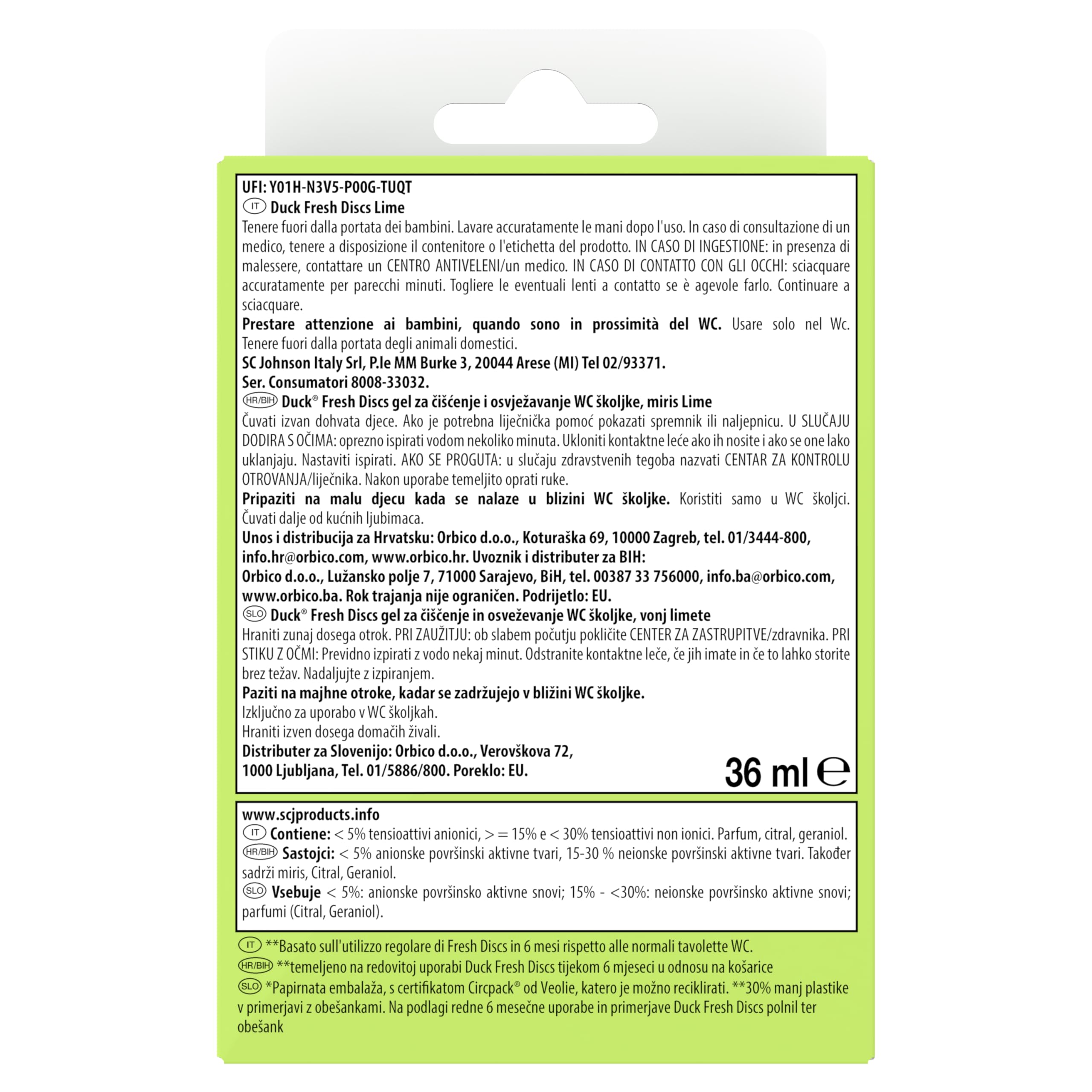 Duck Fresh Discs - Base per Dischi Gel Igienizzanti WC, Fragranza Lime - Formato Scorta 5 Applicatori, 30 Dischetti