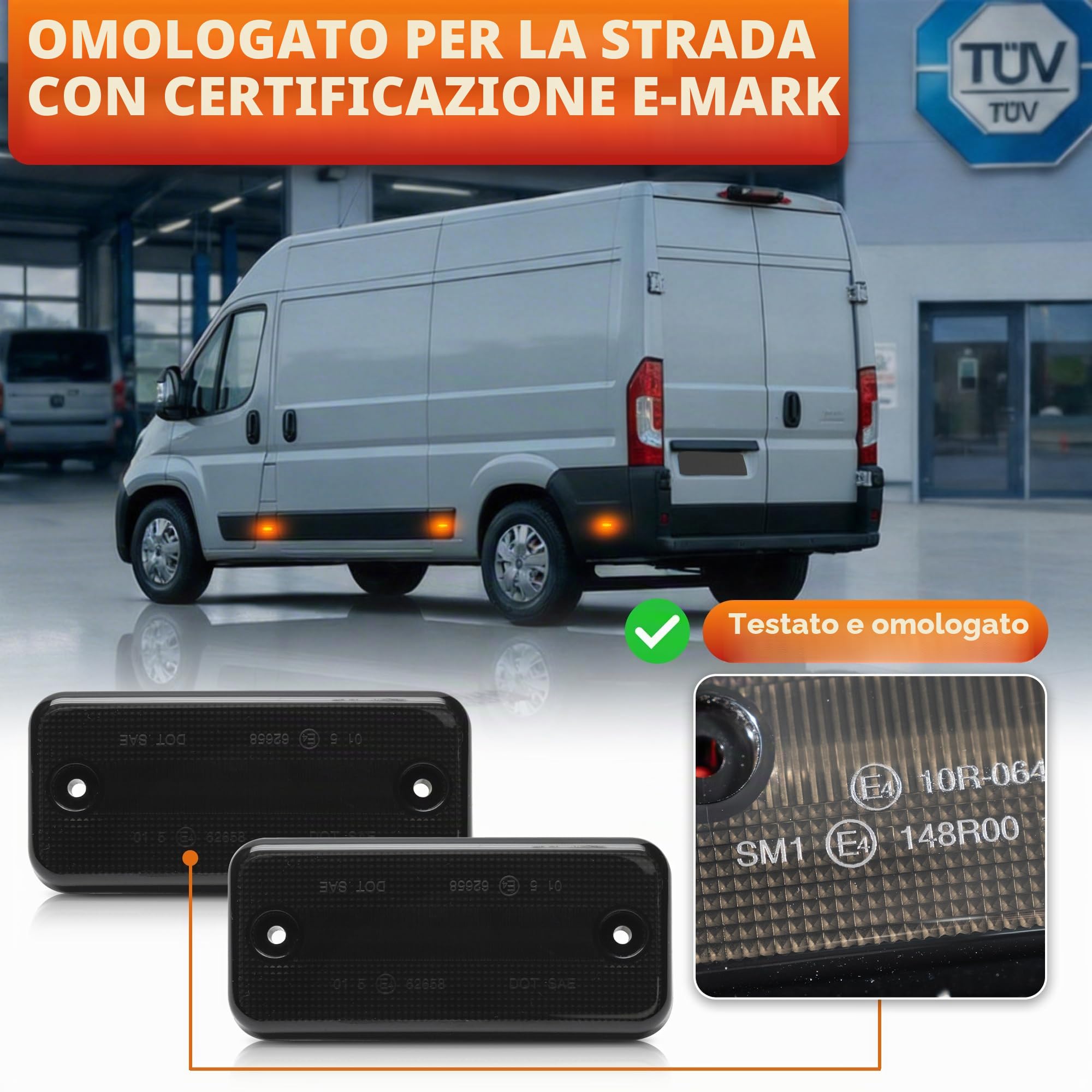 6 Pezzi Indicatore Direzione Laterale LED per F.iat Ducato 250 290 | Citr0en Jumper Peuge0t Boxer 2006-2025, Frecce Laterali Ripetitore, 12-24V LED Blinker Side Marker Lente Fumé Plug Play
