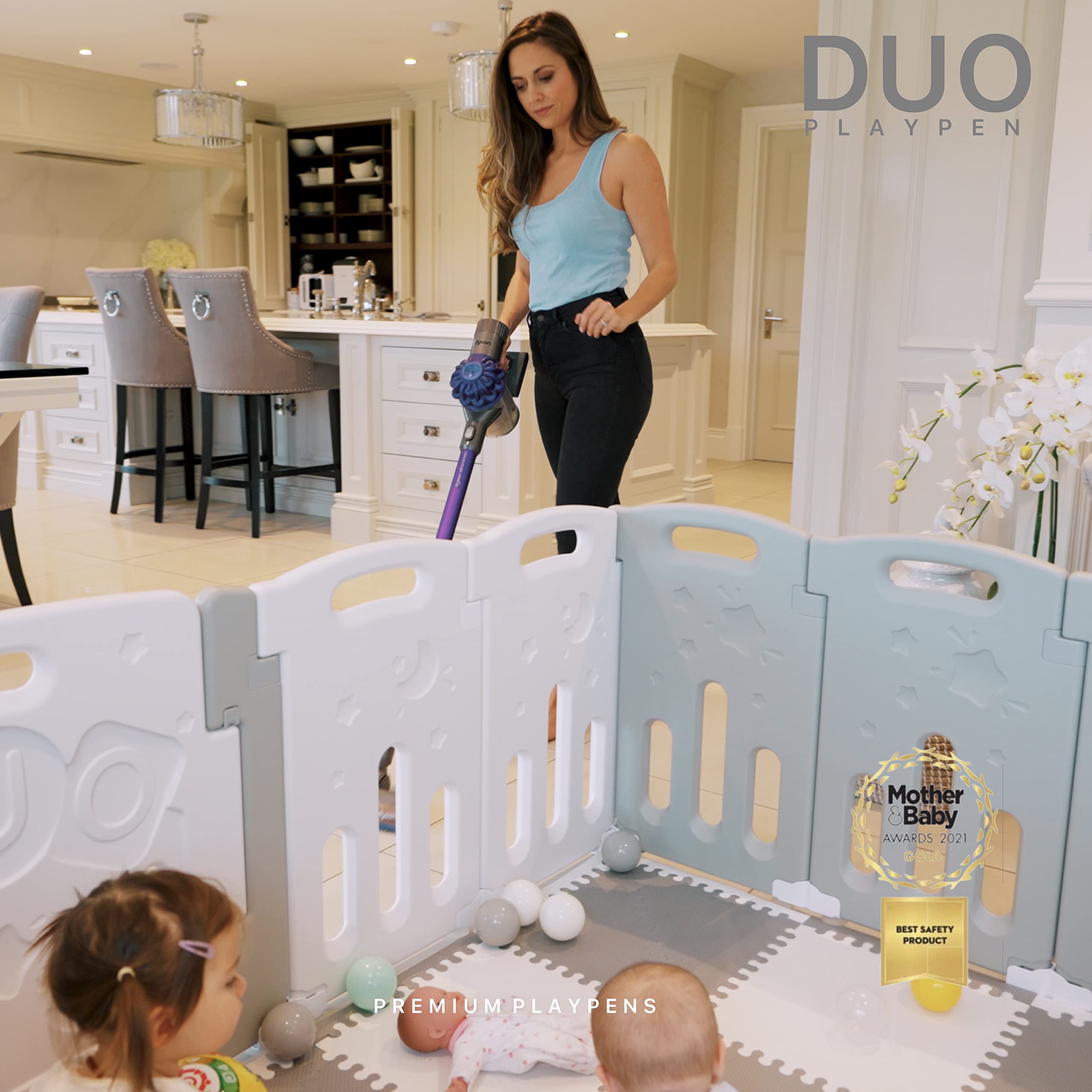 Venture All Stars DUO Plastic Baby Playpen With Play Mats & Balls
