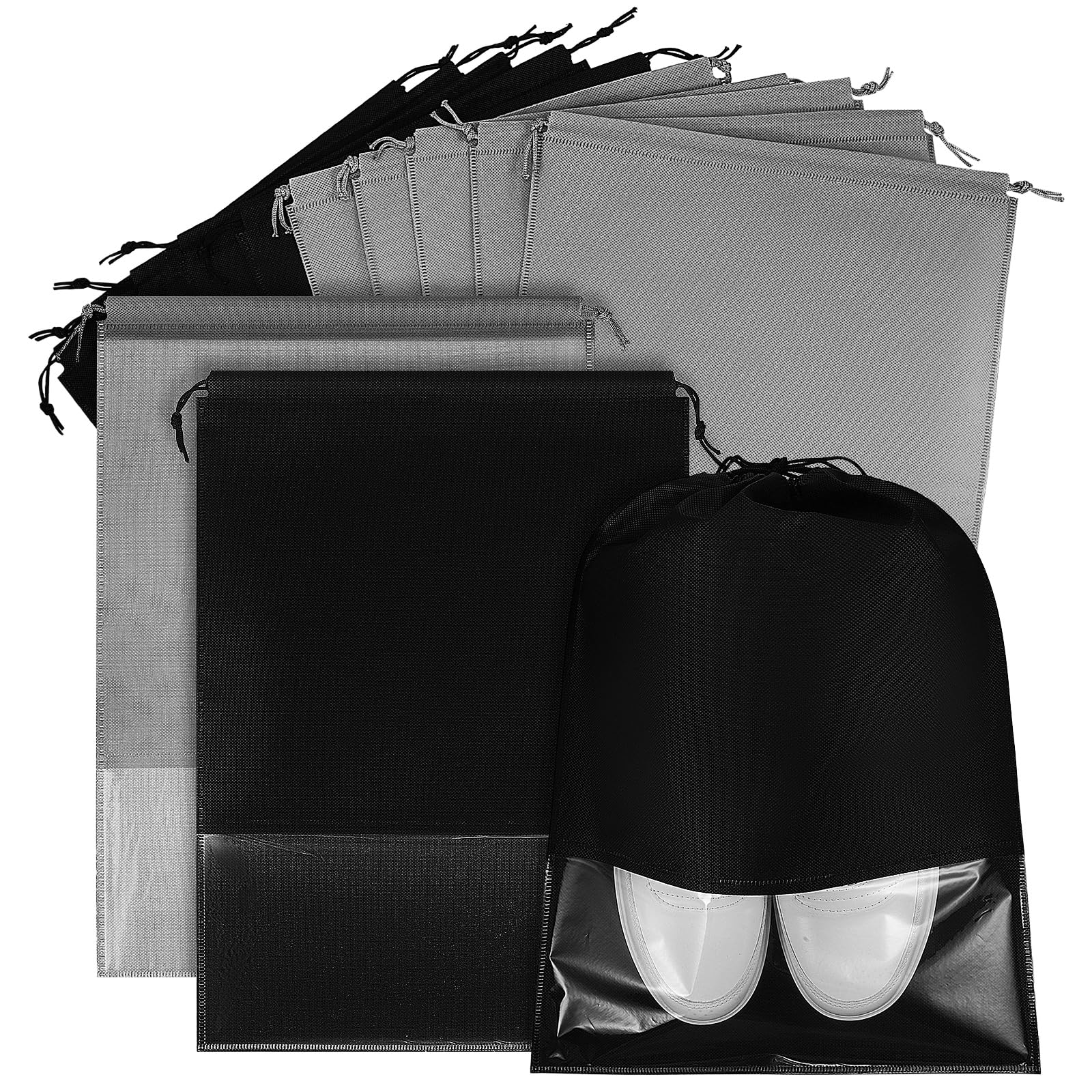 20 Stück Schuhbeutel Transparente Kordelzug Tasche Vliesstoff für Schuhe Staubdicht für Reisen Aufbewahrung und Organisation von Schuhen