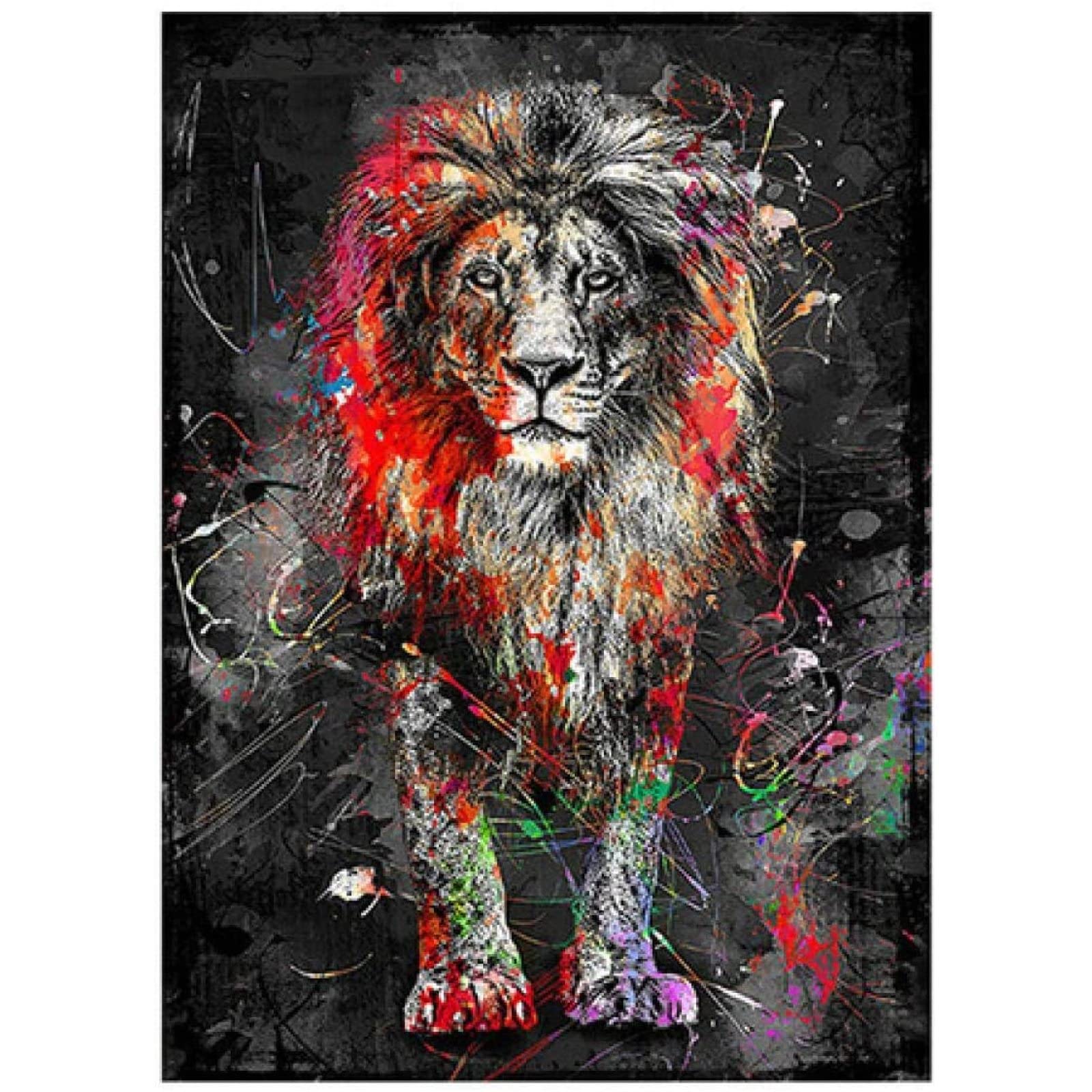 Amazon.co.jp: バンクシーカラフルライオン絵画インテリア動物の壁