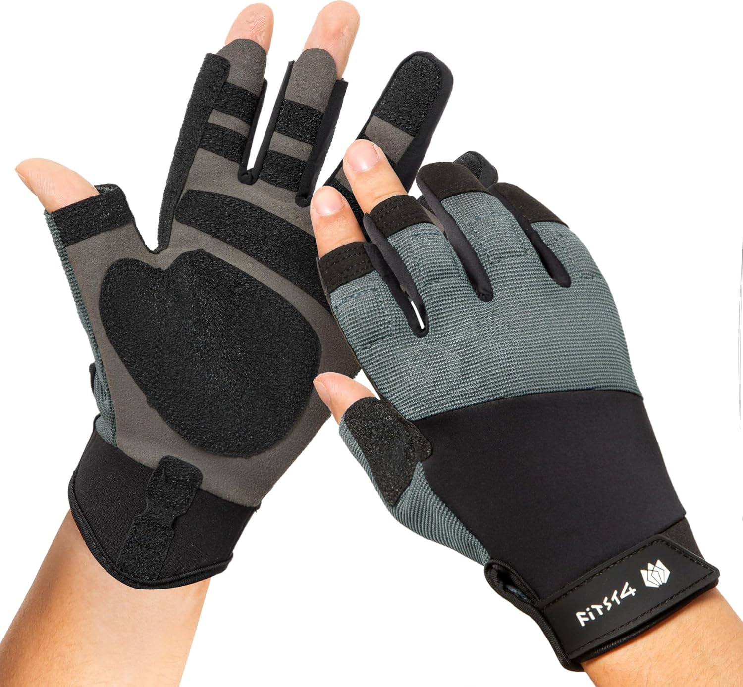 FitsT4 Sports Sailing Gloves Padded Palm Glove 3 Finger Water Resistant Moisture Wicking Kayaking Paddling Gloves for Sailing, Yachting, Fishing
