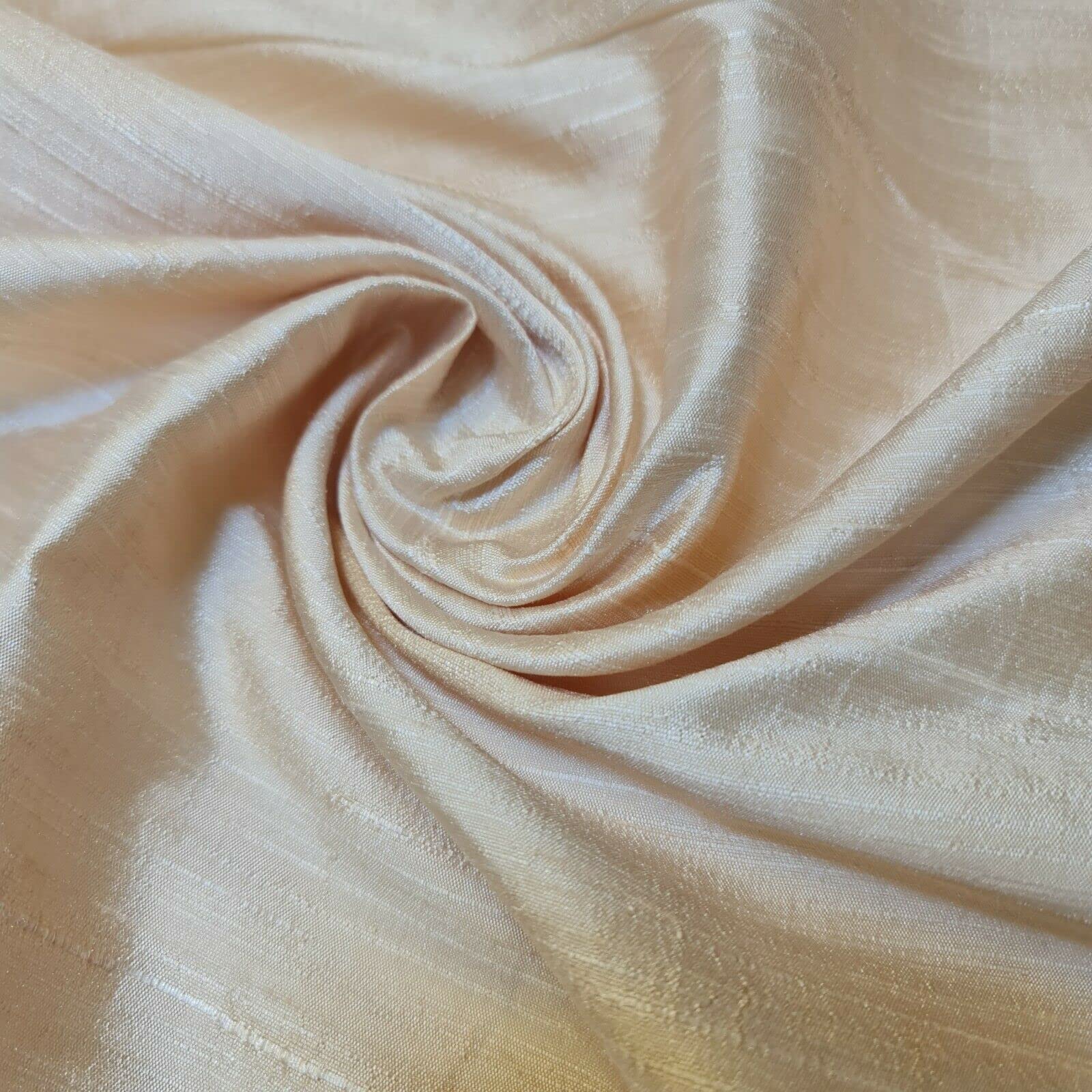 Plain Raw Silk Faux Dupion 100% Polyester Upholstery Fabric Bridal Material 44" (5 Meter, Cream) โ image 1