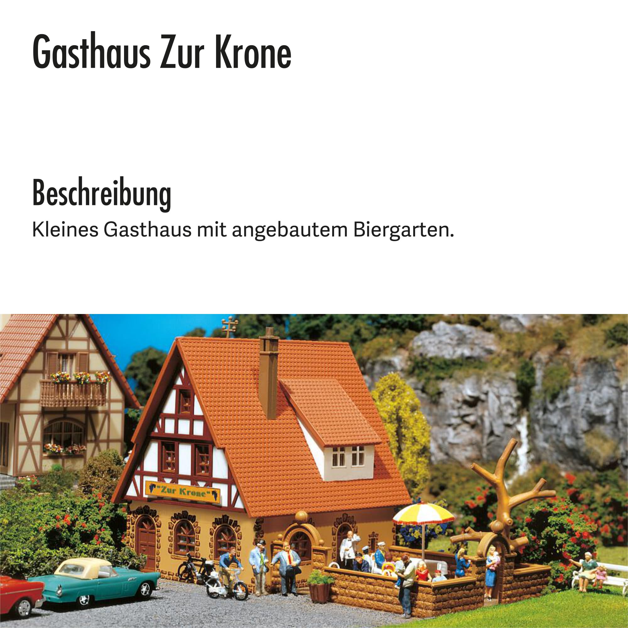 FALLER Gasthaus Zur Krone Modellbausatz mit 42 Einzelteilen 167 x 105 x 100 mm I Modelleisenbahn Zubehör H0 I Modelleisenbahn H0 Gastro-Fachwerkhaus, Divers