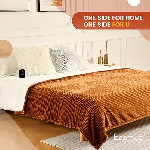 Miniatura 2 de Bearhug - Manta térmica eléctrica tamaño de 50 x 60 pulgadas, calentamiento rápido, 6 niveles de calefacción y apagado automático de 4 h,