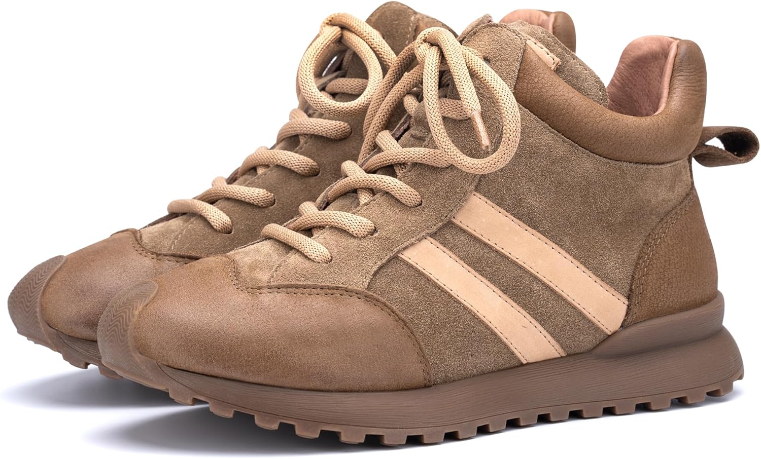 Women's Genuine Leather Fashion Sneakers, Retro Suede Patchwork Casual Walking Shoes, Comfortable Lightweight Low-Top Dress Sneakers for Women, Stylish Non-Slip Everyday Travel Shoes