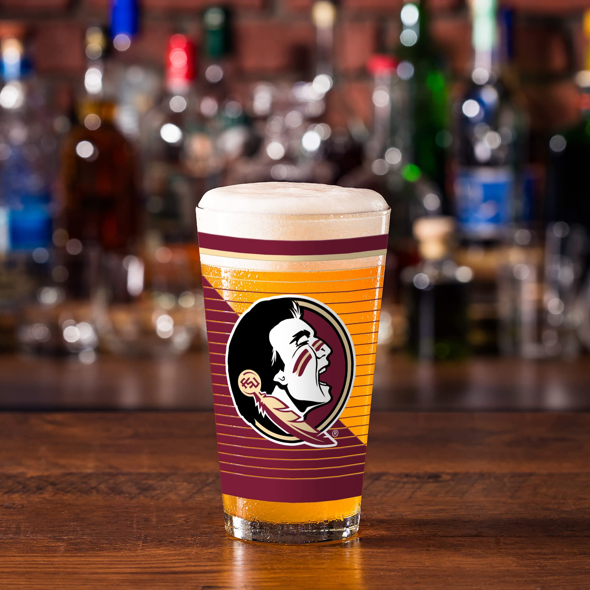 Rico Industries NCAA Florida State Seminoles Lot de 2 verres à pinte avec logo imprimé numériquement, pratiques et classiques, pour ventilateurs, passent au lave-vaisselle