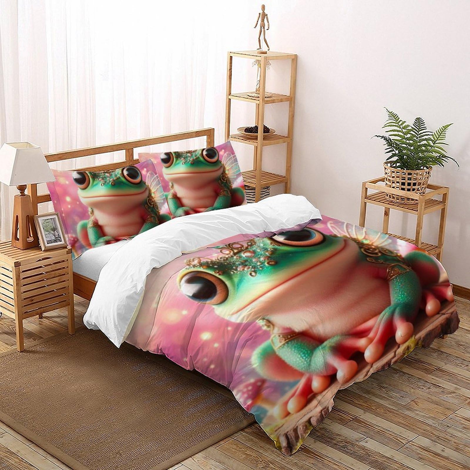 Housse de couette grenouille 200x200 animaux imprimé 3D en microfibre