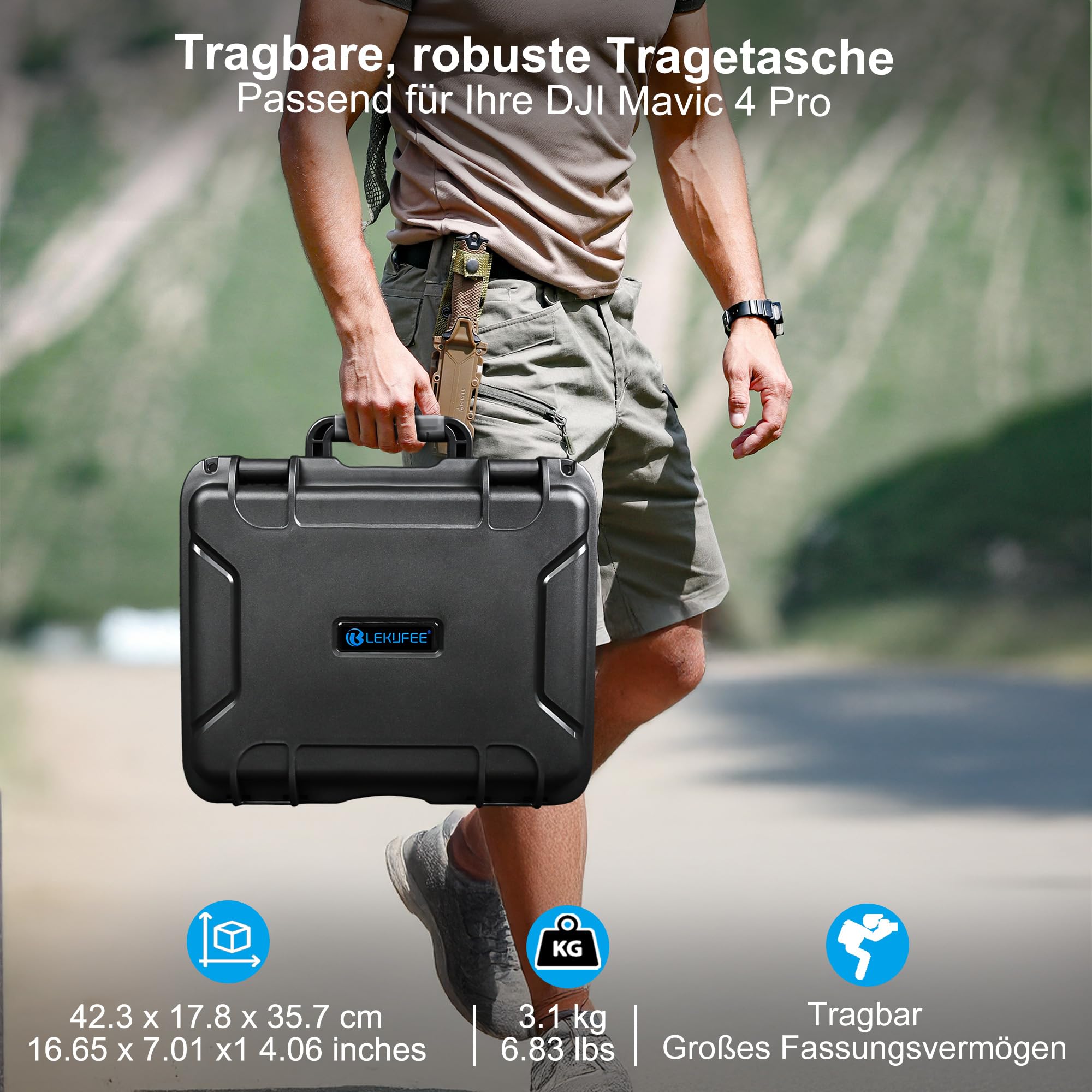 LEKUFEE Wasserdichter Hartschalenkoffer für DJI Mavic 4 Pro Drohne, Creator Combo,Fly More Combo,DJI RC Pro 2/RC 2,Akkus (7 Stück),Ladestation und weiteres Zubehör (nur Koffer)