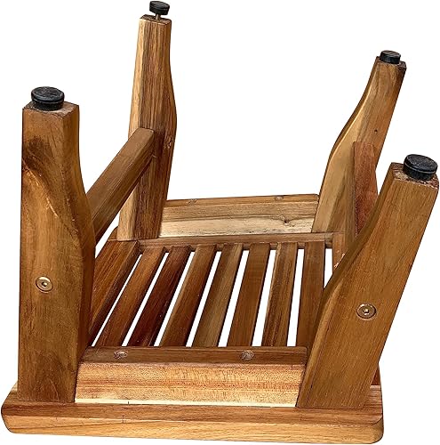 Miniatura 2 de ZEN Reposapiés de ducha de 10 pulgadas, taburete de ducha de teca, taburete de ducha esquinero, taburete de ducha pequeño para afeitarse las piernas