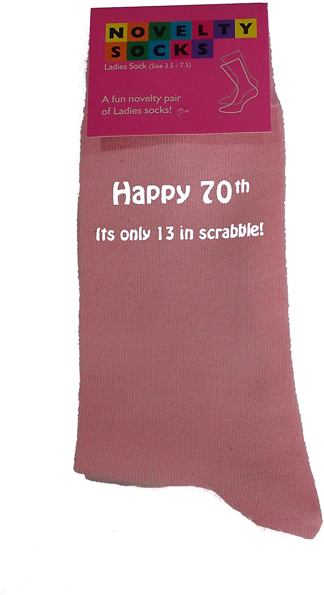 OWN MAKEHappy its only 13 in Scrabble Printed 80th 70th Ladies Pink Socks Birthday Gift