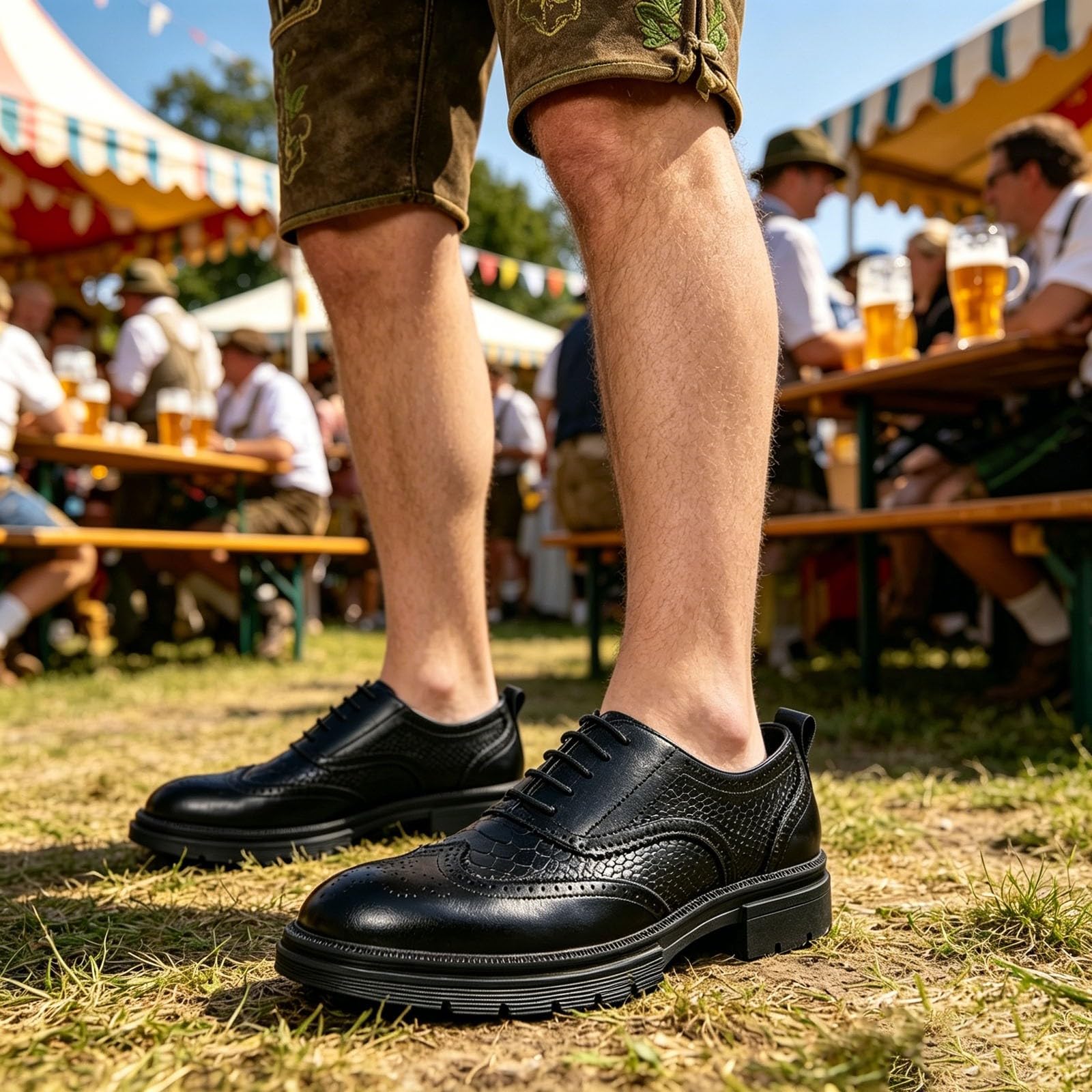 Generisch Herren Business Schnürschuhe für formelle Anlässe Casual Kleidung mit ornamentaler Musterung Krawattenbindung