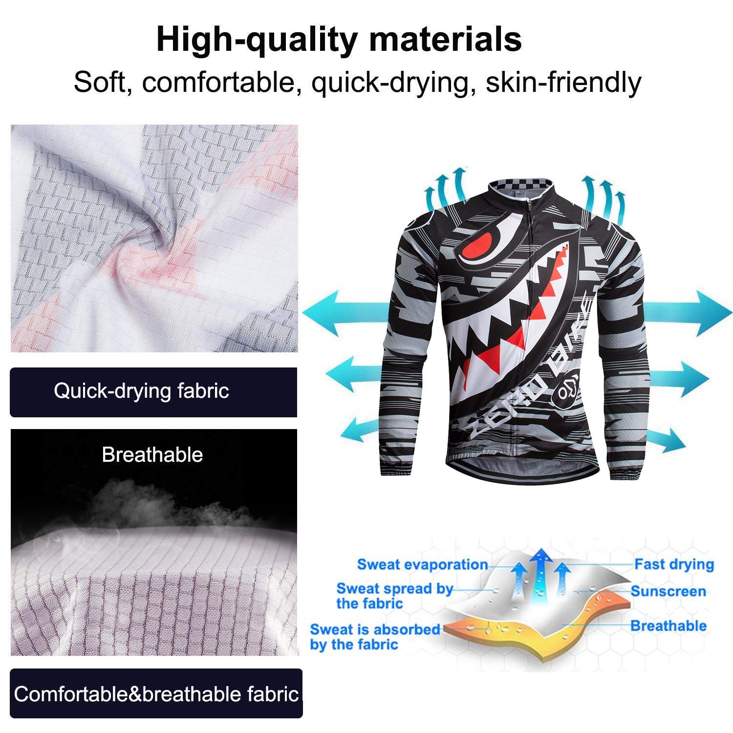 Uomo Manica Manica Lunga Jersey Abbigliamento Set, Ciclismo Jersey Camicia Gel Imbottito Pantaloni Ciclismo Equitazione Bike Sportswear