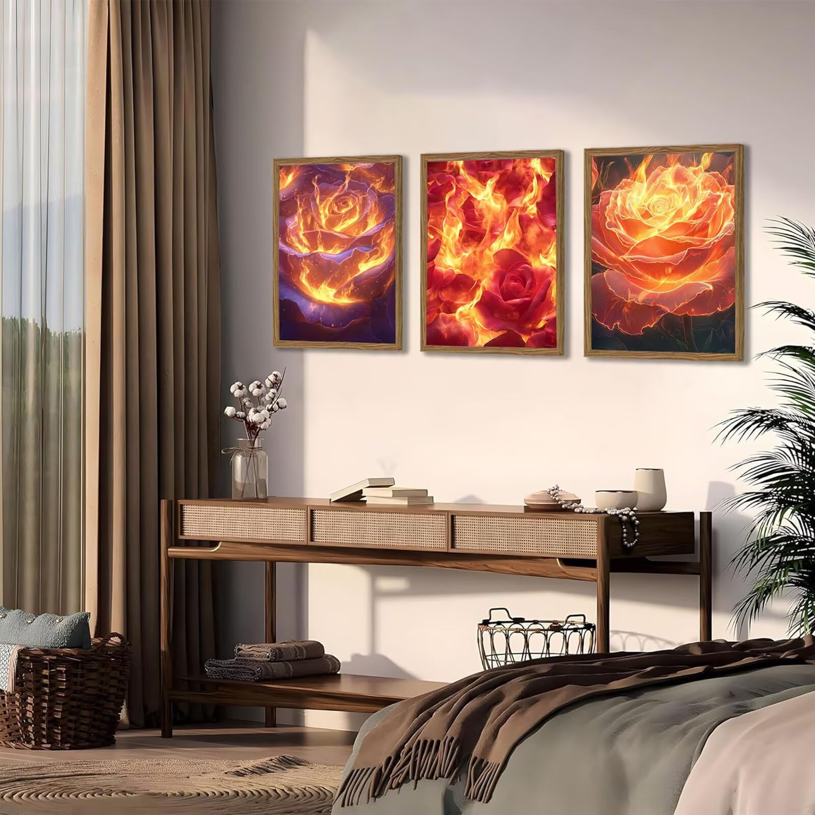 Cnyaunfi 3 Pezzi Rosa Pittura Diamante Fai-Da-Te, 5D Nero Diamond Painting Kit Completo per, Hobby Creativi Adulti, Pittura Diamante Artigianale Per La Decorazione Della Parete Di Casa 60x80cm YF-3453
