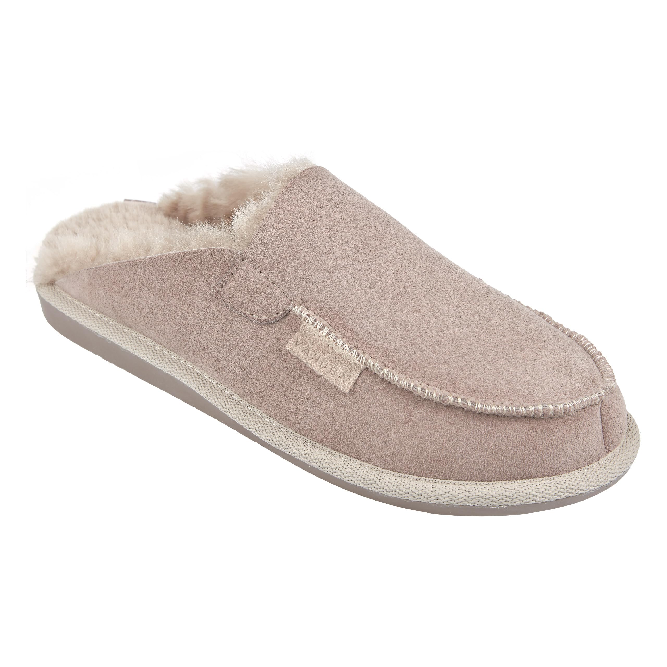 Vanuba Handgemacht Lammfell Warme Hausschuhe Damen Winter Slippers - Hauspantoffeln - Kuschel Pantoffeln Plüsch - Pantoletten Winter - Flache Slippers für Drinnen