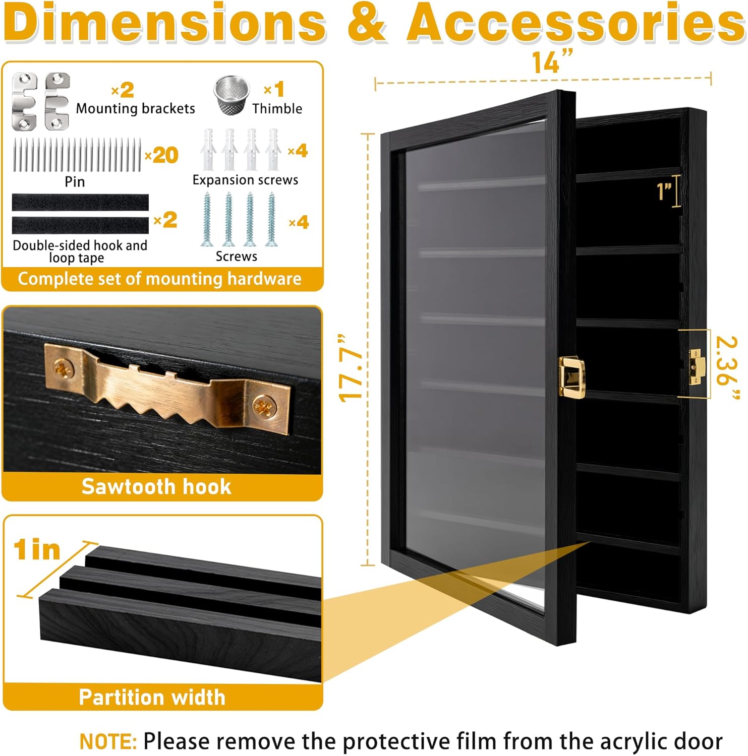 Military Challenge Coin Display Case with Acrylic Door-7 Rows Large Shadow Box Medal Display Case Cabinet Rack (Holds 7 Rows of Coins)