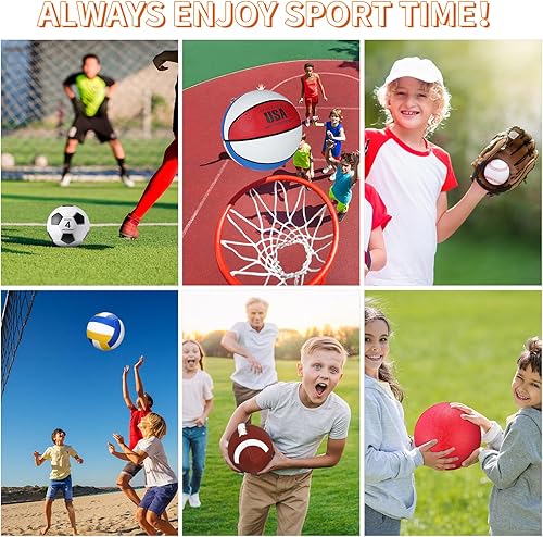 Miniatura 5 de Deekin 12 Pcs Assorted Sport Ball Set for Kids Official Size Basketball Football Volleyball Soccer Baseball Playground Ball with Bag and Pump for