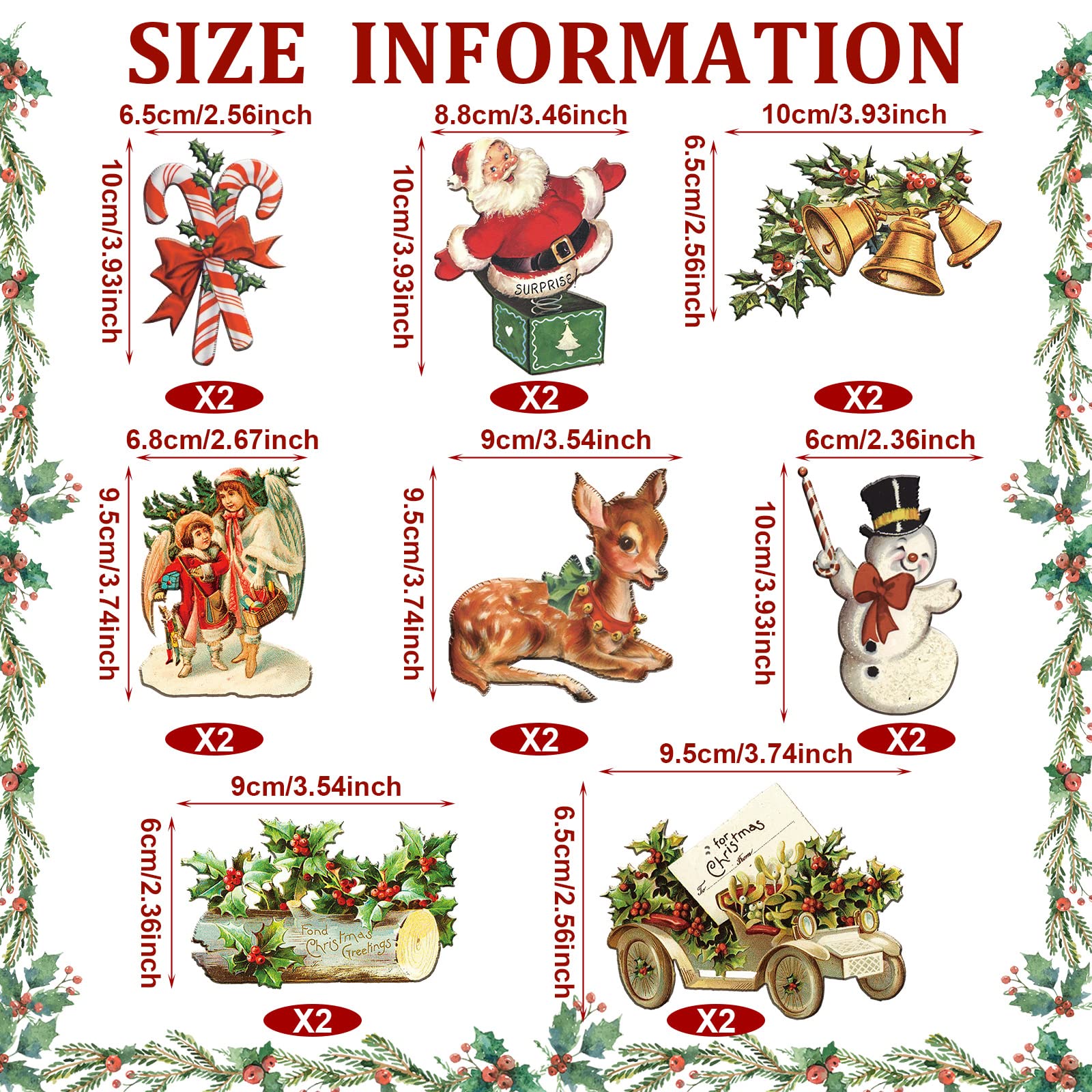 Snapklik.com : 16 Pcs Vintage Christmas Fridge Magnets Retro Christmas ...