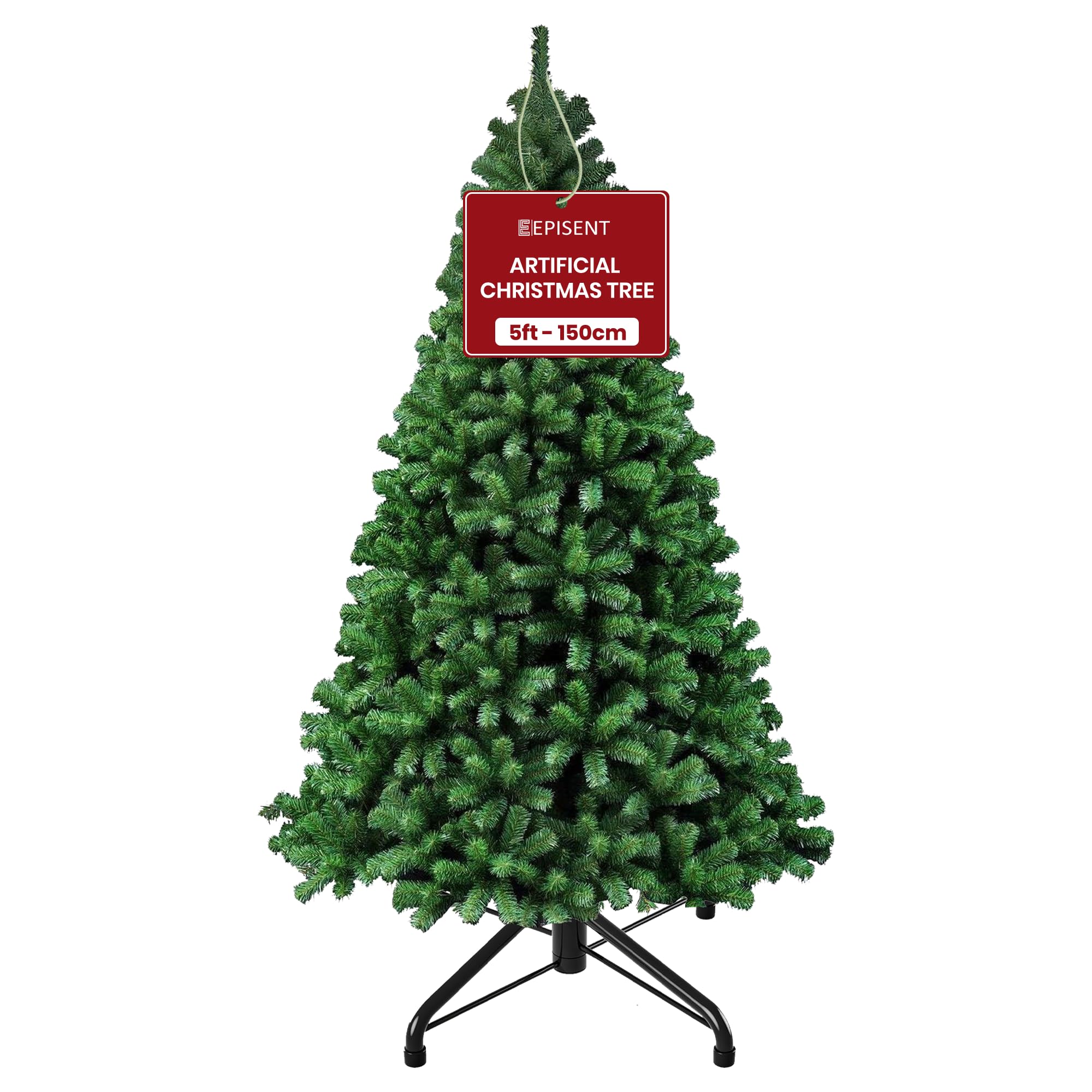 Episent Green 5 Ft Artificial Christmas Tree, Full Bushy 700 Tips Pine Xmas With Metal Stand, Fire Retardant Reusable Indoor Decoration For Home Office Shop Displays