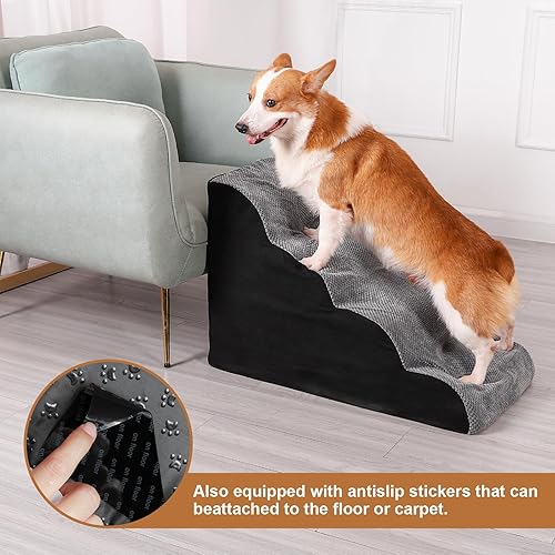 Miniatura 6 de Escaleras para perros pequeños, escalones para mascotas de 4 escalones para camas altas y sofá, escaleras inferiores antideslizantes, rampa de