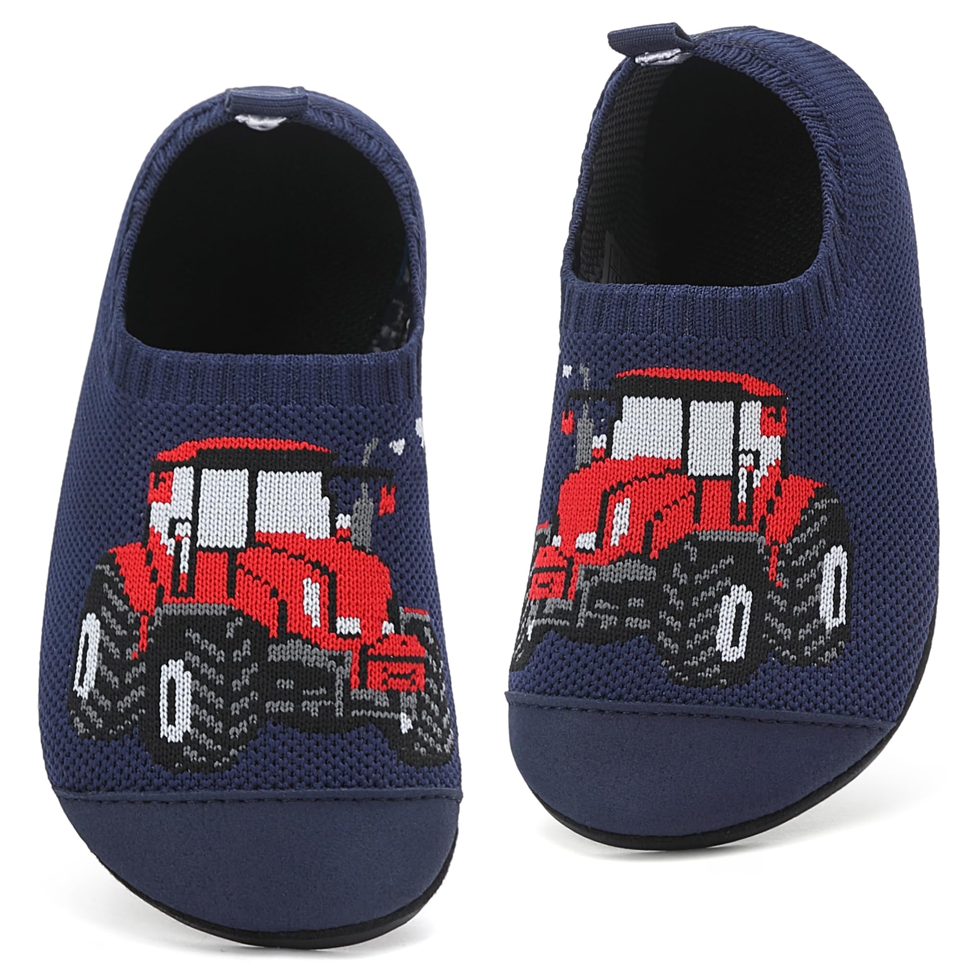 VOLHAL Hausschuhe ​Kinder Junge Mädchen Barfussschuhe Pantoffeln Lauflernschuhe ​Rutschfest ​Kindergarten für Atmungsaktive​Weich Kleinkinder ​Unisex Schuhe(LKW rot 26 EU)