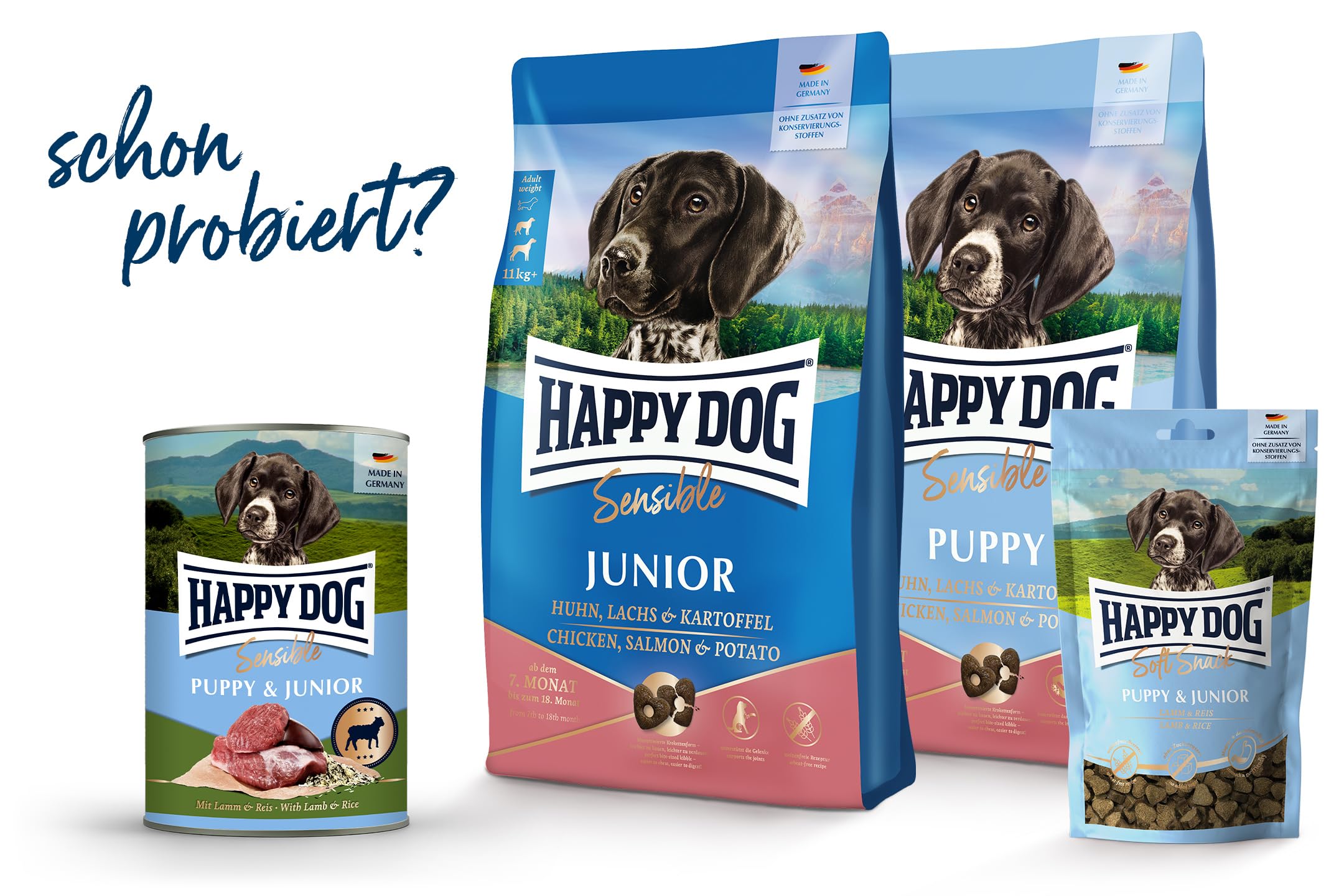 Happy Dog - Sensible Puppy & Junior M - Huhn, Lachs, Kartoffel - Nassfutter  6 x 200 g : Amazon.de: Haustier