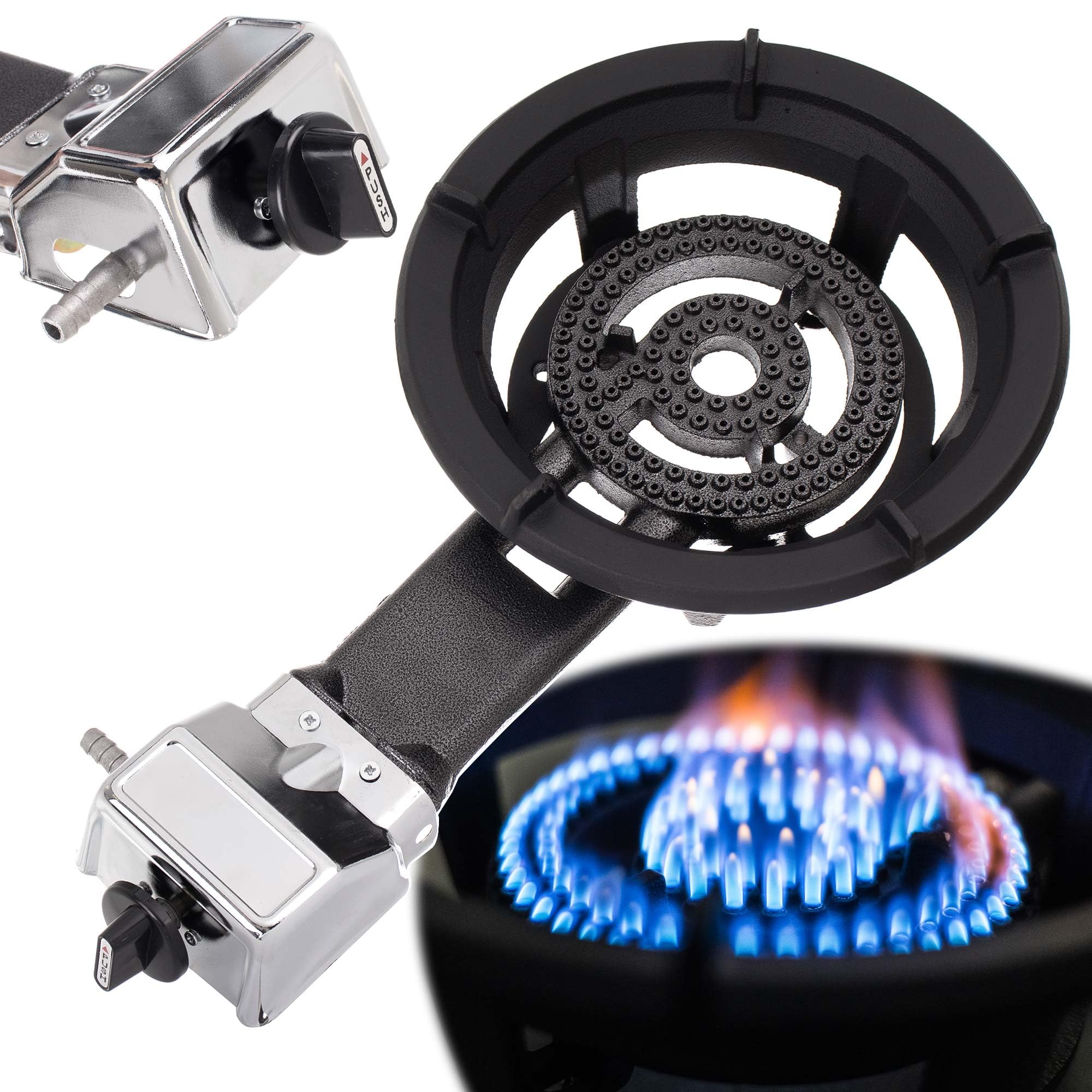 Hornillo de gas turístico con encendido PIEZO de 8,5 kW, para botellas de 11 kg