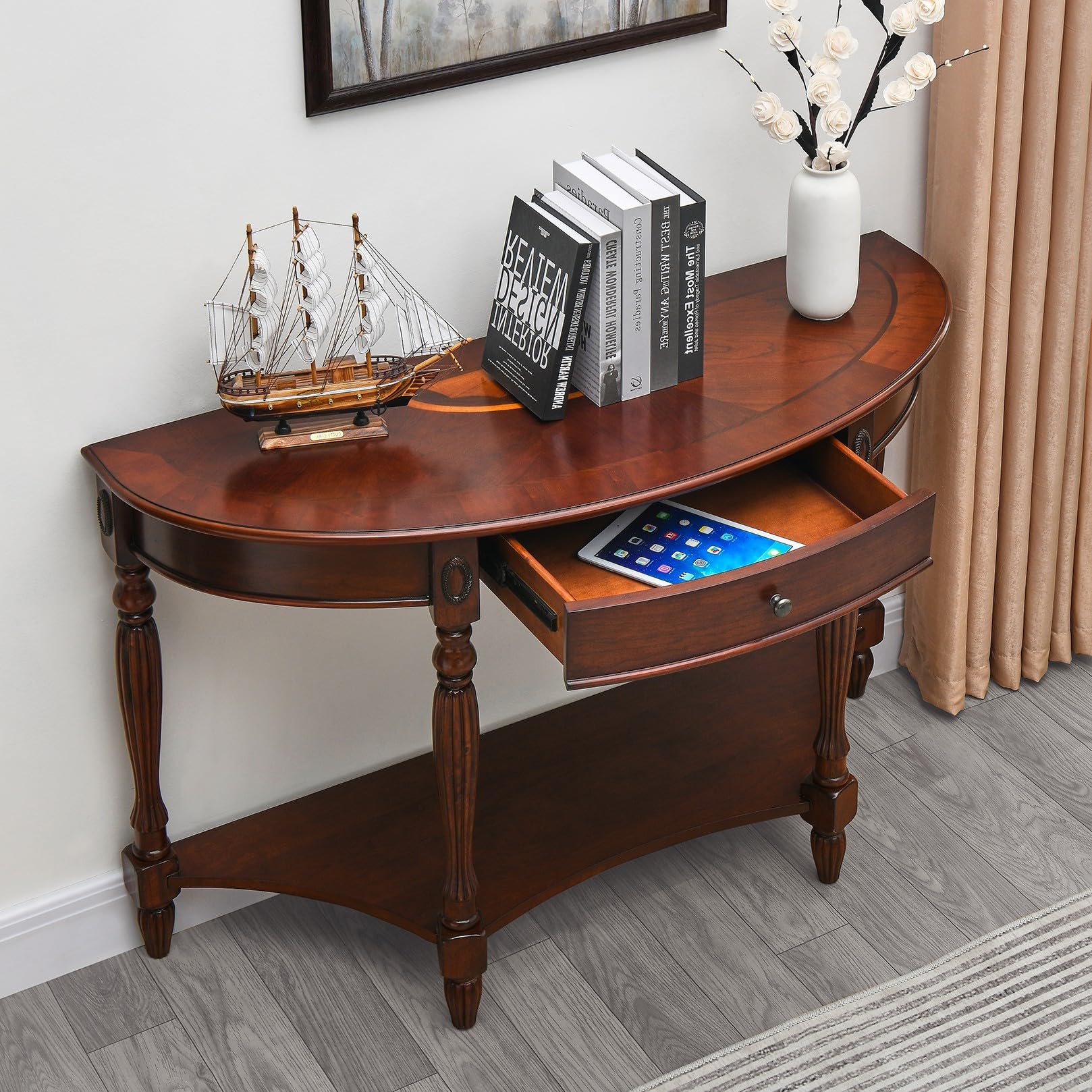 Amazon.com: Solid Wood Console Table with Drawer, Semi