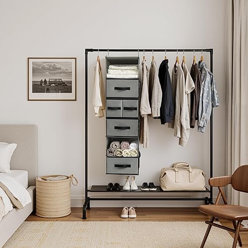 Miniatura 2 de GRANNY SAYS Organizador colgante de armario con 6 estantes, organizadores de armario y almacenamiento con 5 cajones, 6 bolsillos laterales, 6