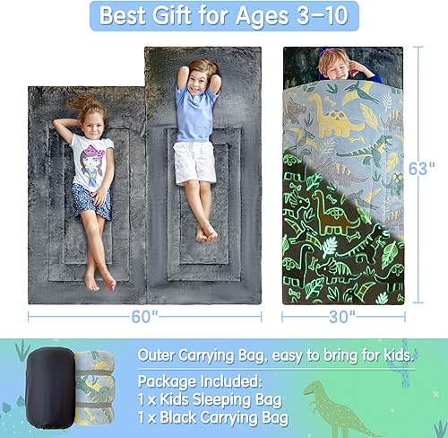 Miniatura 3 de Sacos de dormir para niños y niñas, saco de dormir espacial con estrellas que brillan en la oscuridad, tapete para siesta súper suave para fiestas