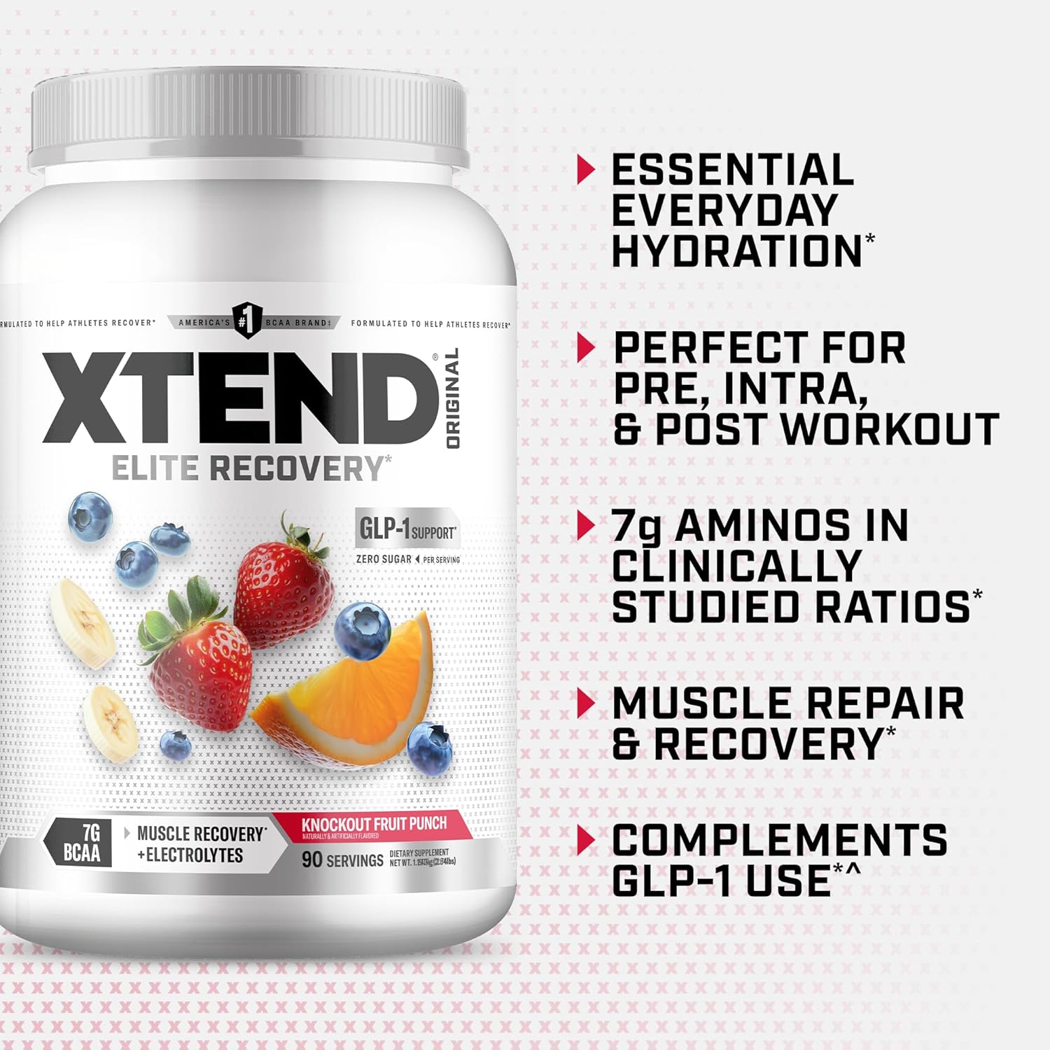 XTEND Original BCAA Powder Knockout Fruit Punch | Sugar Free Post Workout Muscle Recovery Drink with Amino Acids | 7g BCAAs for Men & Women | 90 Servings image 4