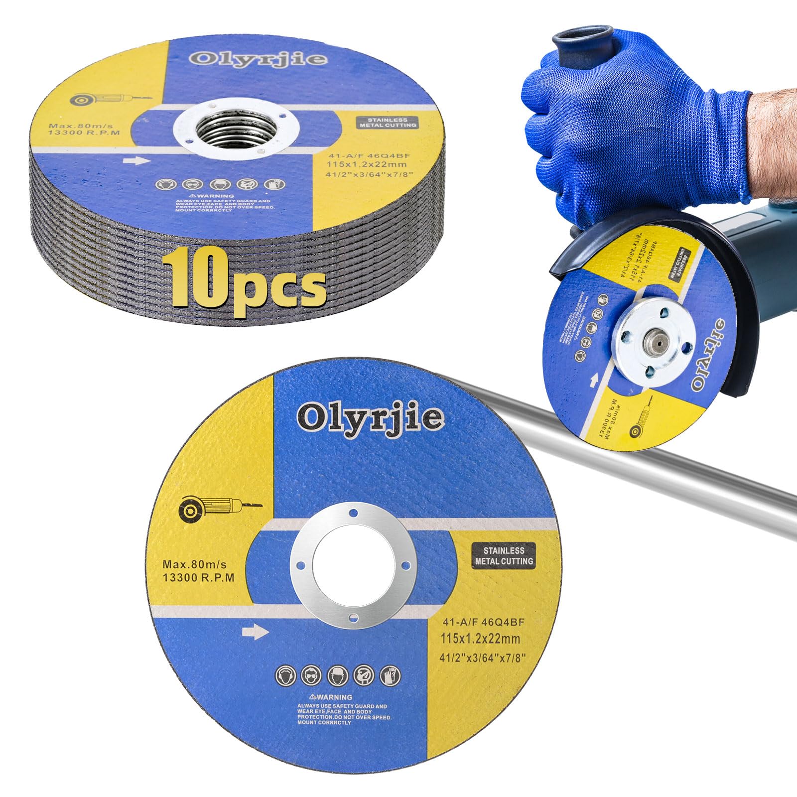 10 Pack 4 1/2 in Cut Off Wheel Cutting Wheels for Angle Grinders, Ultra Thin Grinding Wheels, Metal Cutting Discs