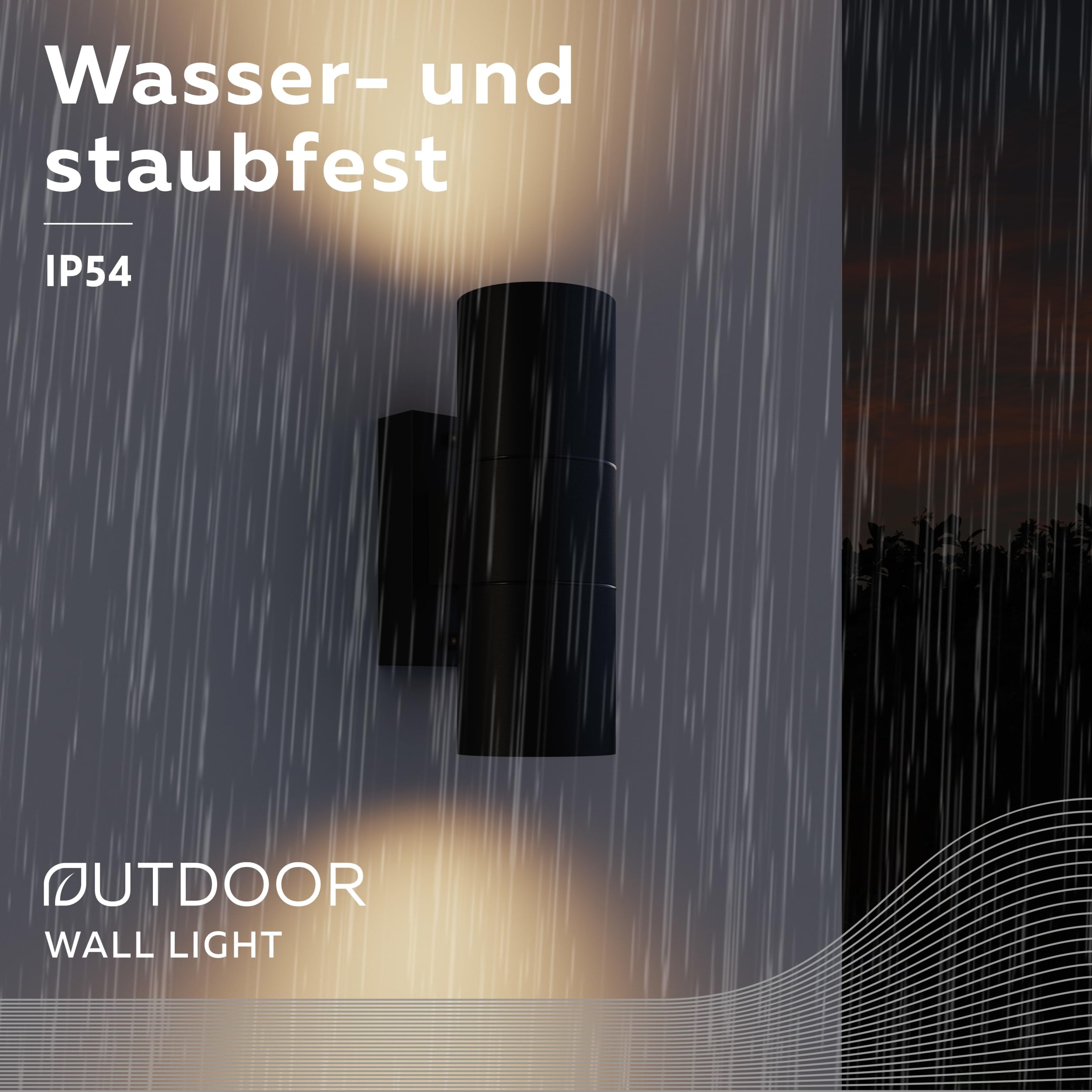 CALEX Smart Outdoor LED Wandleuchte, 2×GU10, Up & Downlight, zylindrische Form, RGB-Farben & kalt- bis warmweiß Licht, dimmbar, wasserdicht, WLAN App- & Sprachsteuerung, Schwarz, 2er Pack
