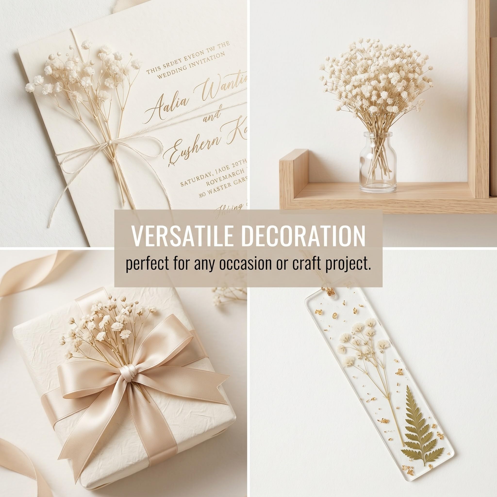 50 Pezzi Di Nebbiolina Bianca, Gypsophila Essiccata Misura Standard Per Artigianato In Resina E Decorazioni Nuziali