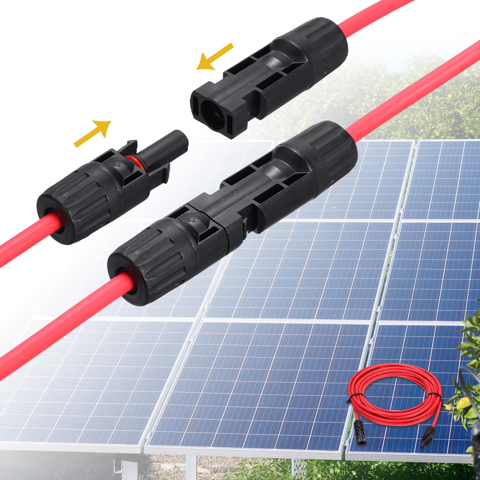 QUARKZMAN 1 Coppia Cavo Di Estensione Pannello Solare, 10AWG 1000V Maschio A Femmina Cavo Di Estensione Solare Impermeabile, Cavo Pannello, Nero&Rosso 33ft