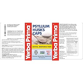 Yerba Prima Psyllium Husks Caps, 625 mg, 400 Capsules (Pack of 2) - Natural Fiber for Men and Women - Regularity Support Supplement