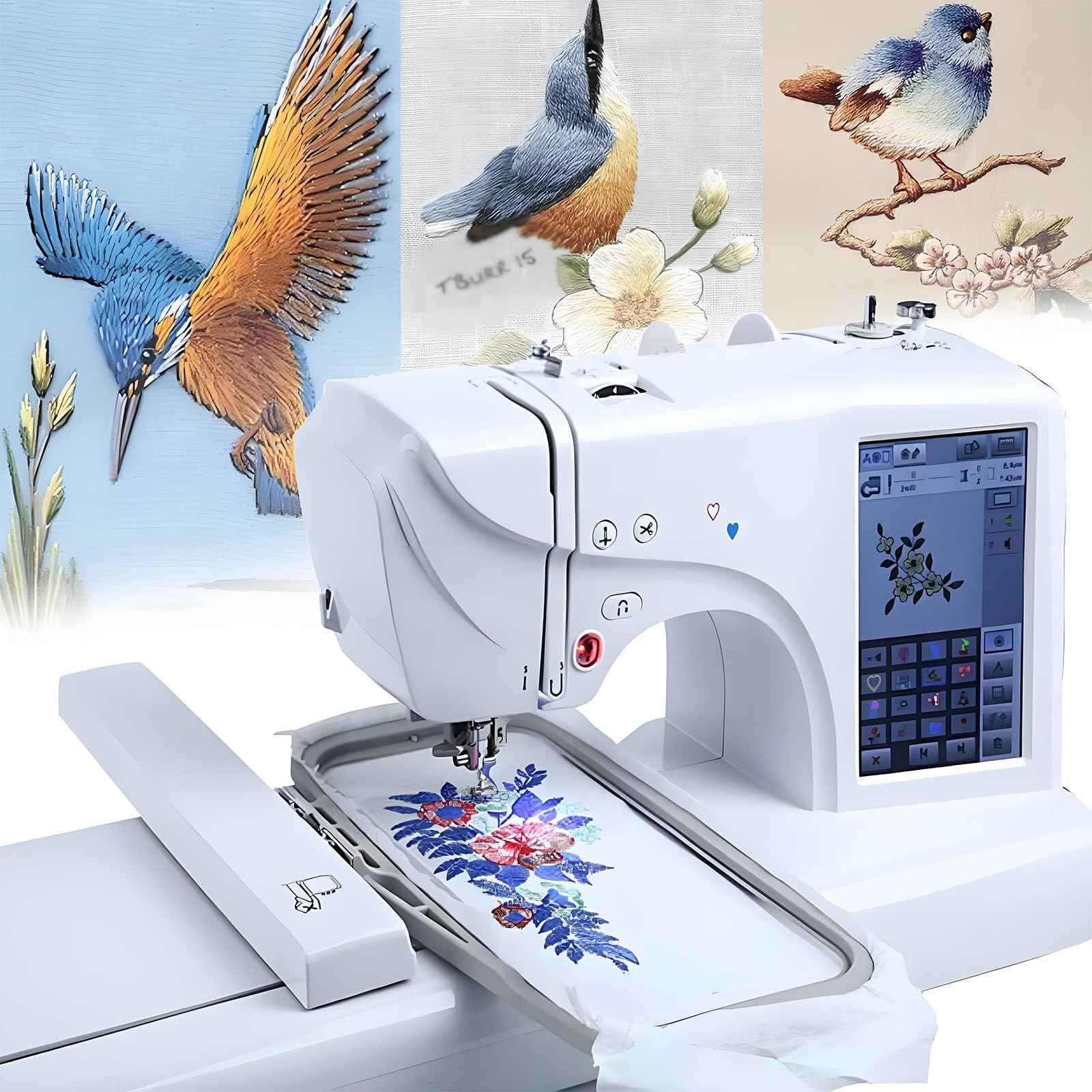 Máquina Coser Y Bordar Computarizada para Hogar,162 Puntadas,Transferencia USB,Cambio 11 Idiomas,Máquina Bordar con Pantalla Digital 7 Pulgadas