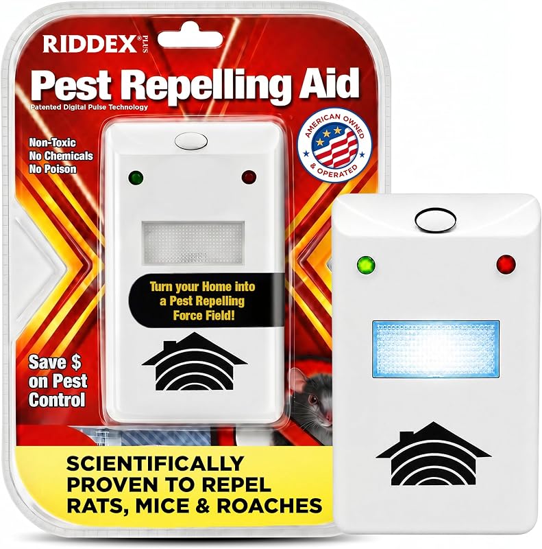 Riddex Plus Electromagnetic Pest Repeller Plug in for Home, Electromagnetic Pest Control Device for Mice, Rats & Roaches, Indoor Use, Non Toxic