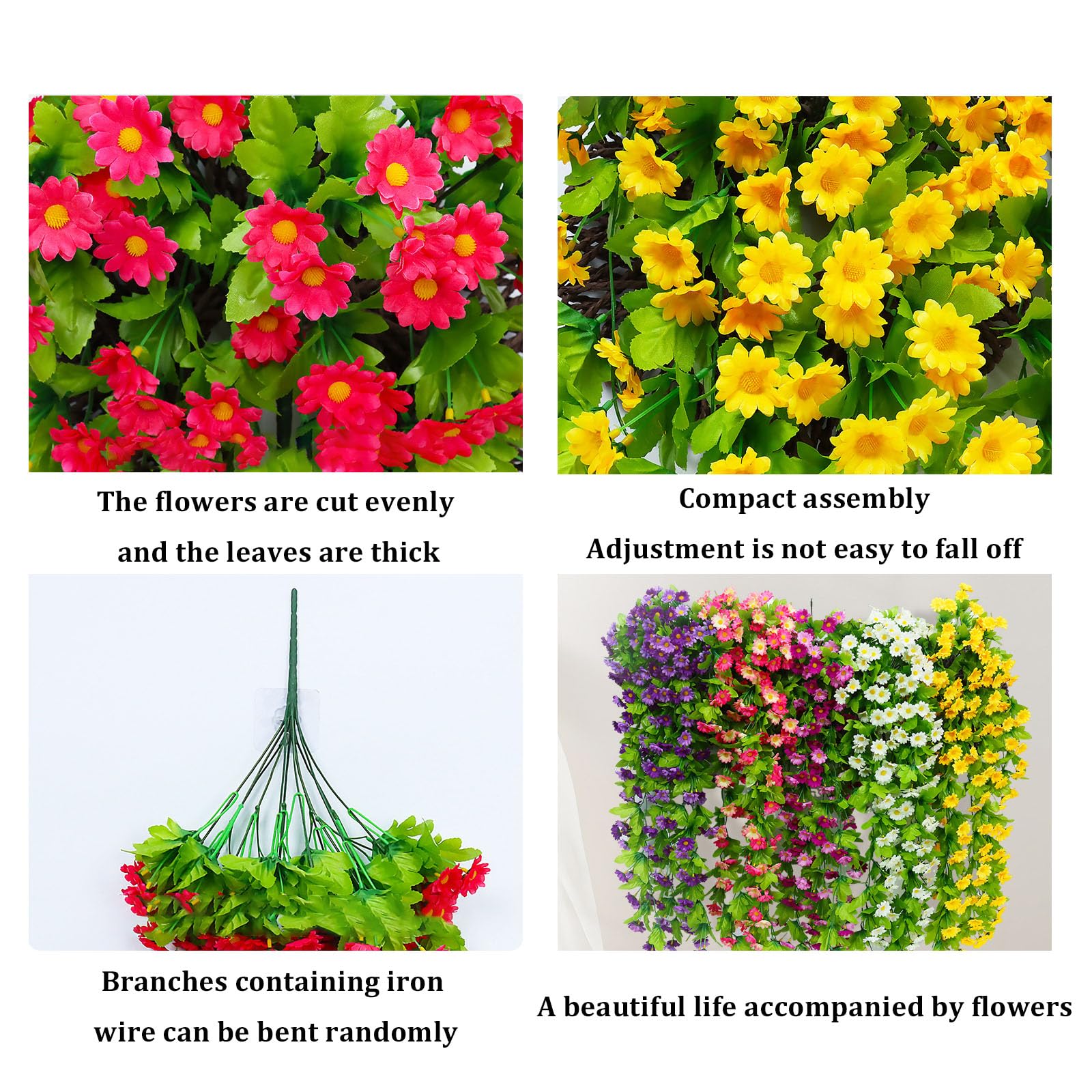 Künstliche Hängeblumen, 8 Stück, künstliche Hängepflanzen für den Außenbereich, Wanddekoration, Bauernhaus, Veranda, Zimmer und Garten, Dekoration für Zuhause, Garten, Wanddekoration (Farbe: D)