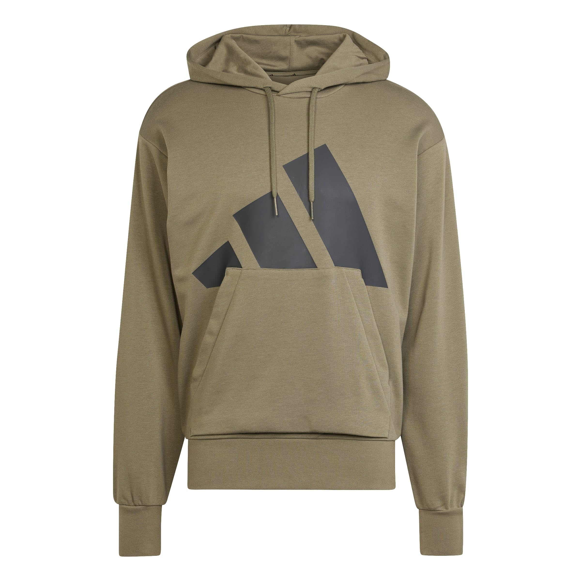 adidas Men's Essentials Big Logo French Terry Hoodie Sweatshirt, Olive Strata/Black, M