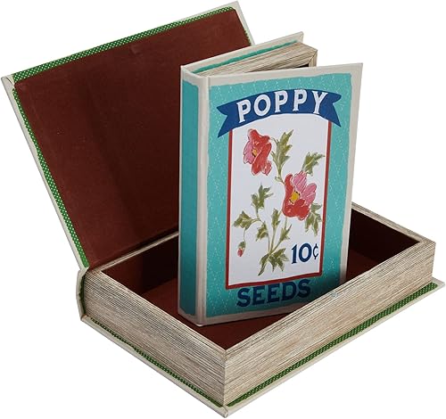 Creative Co-Op Cajas decorativas de lona dura para guardar libros, juego de 2 estilos, multicolor