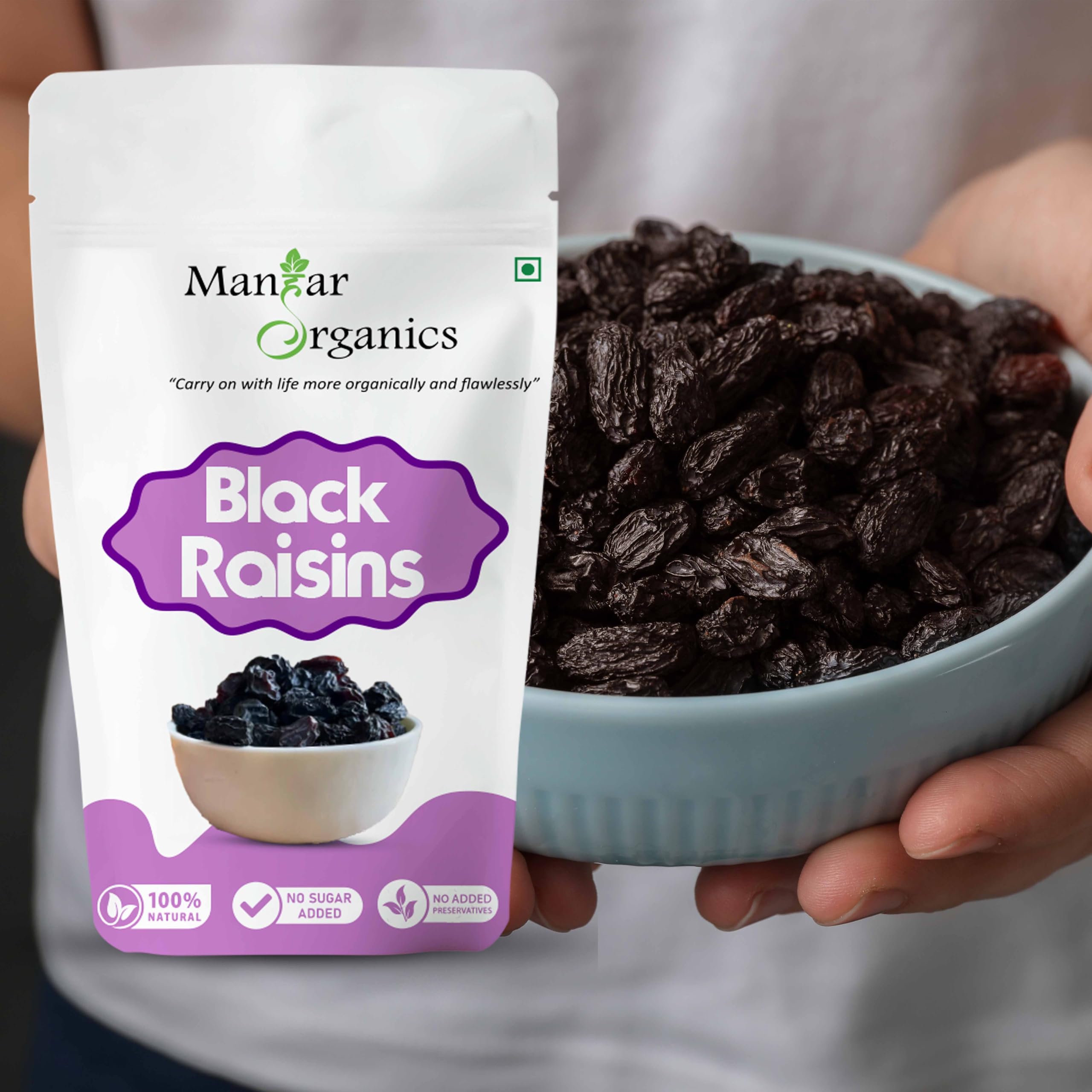 ManHar Organics Black Raisins 400gm | Kali Draksh, Pure Fresh Seedless Kishmish | Sulphate Free | Rich in Iron, Fibre, Potassium & Boosts Immunity | Kali Kishmis Dry Fruits | Flavourful & Delicious Snack 4