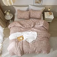 Vista 323 de 3 piezas de juego de funda de edredón tamaño individual XL, funda de edredón blanca con estampado floral azul, ropa de cama coquette de algodón