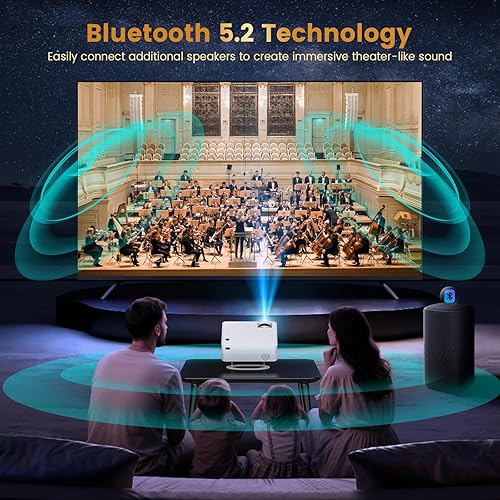 Miniatura 4 de Mini proyector portátil con WiFi y Bluetooth, proyector inteligente nativo 1080P Full HD, 300 ANSI, compatible con teléfono inteligente, HDMI, USB